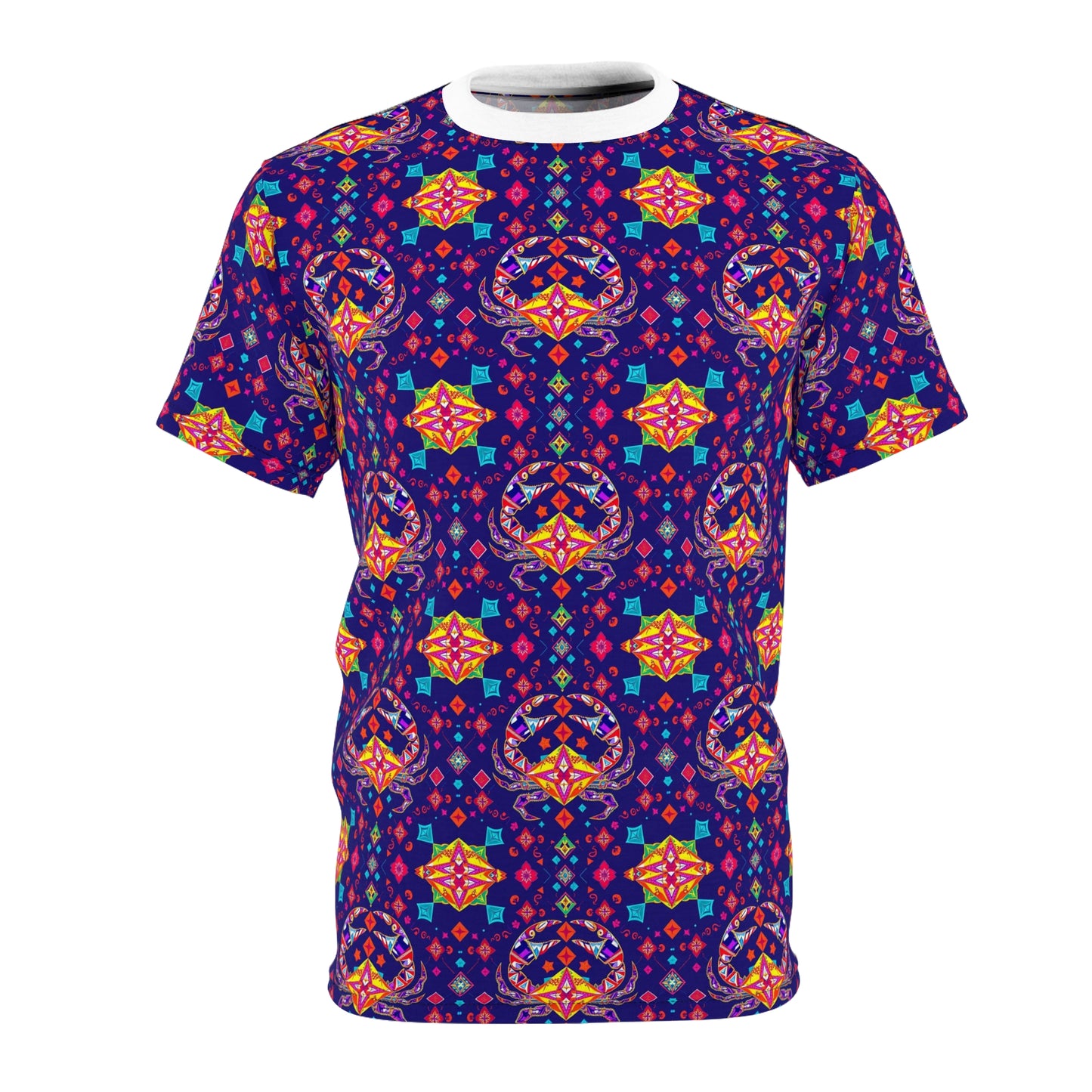 Unisex Cut & Sew T-Shirt, (AOP), Cancer, Zodiac v2, Jewels Pattern