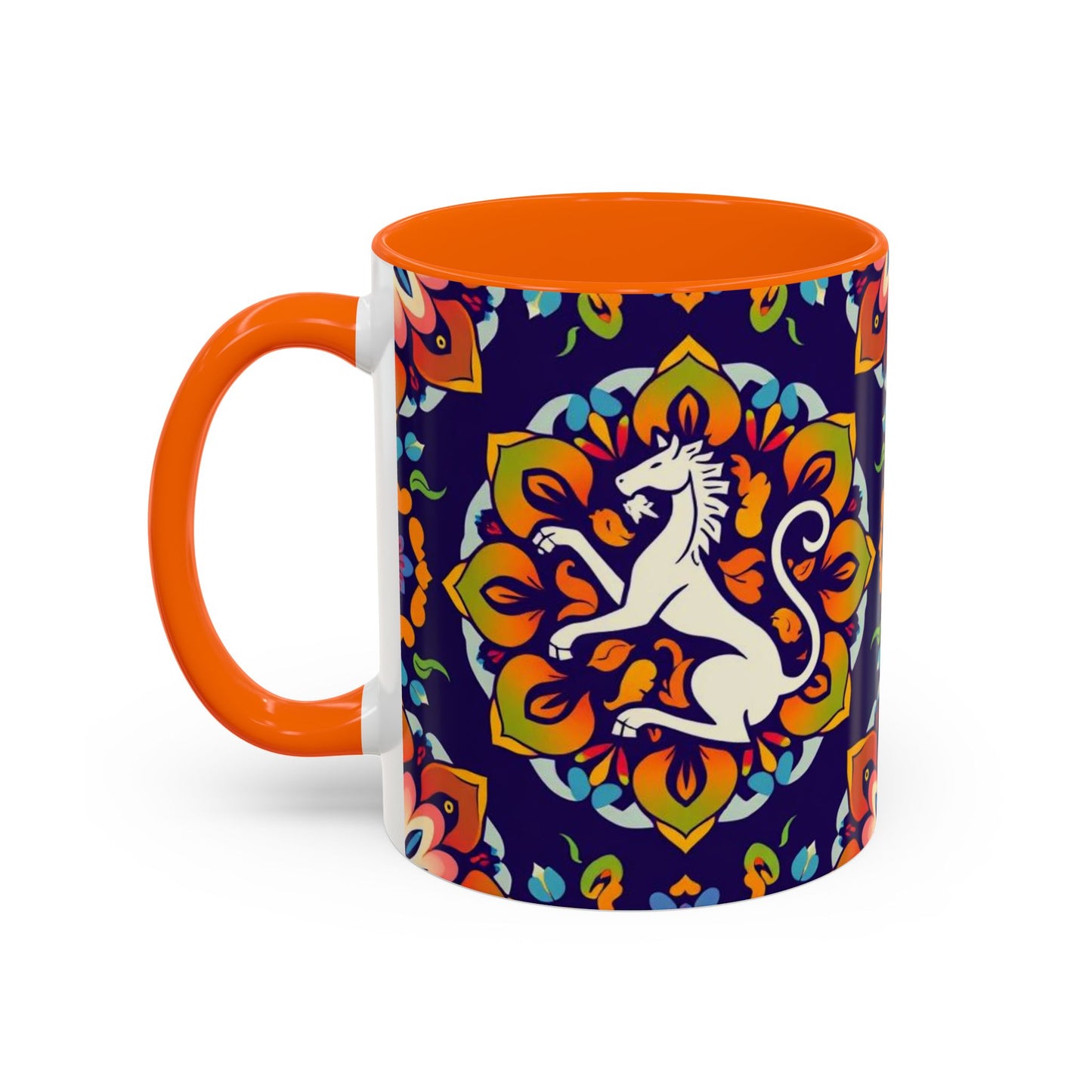 Accent Coffee Mug, Virgo, Zodiac v4. Flower Pattern, (11, 15oz)