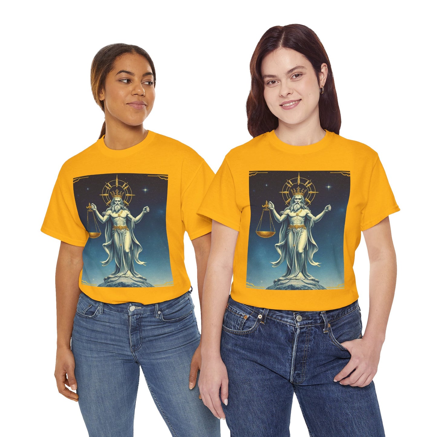 Unisex Heavy Cotton T-Shirt, Space, Libra God, Zodiac Design