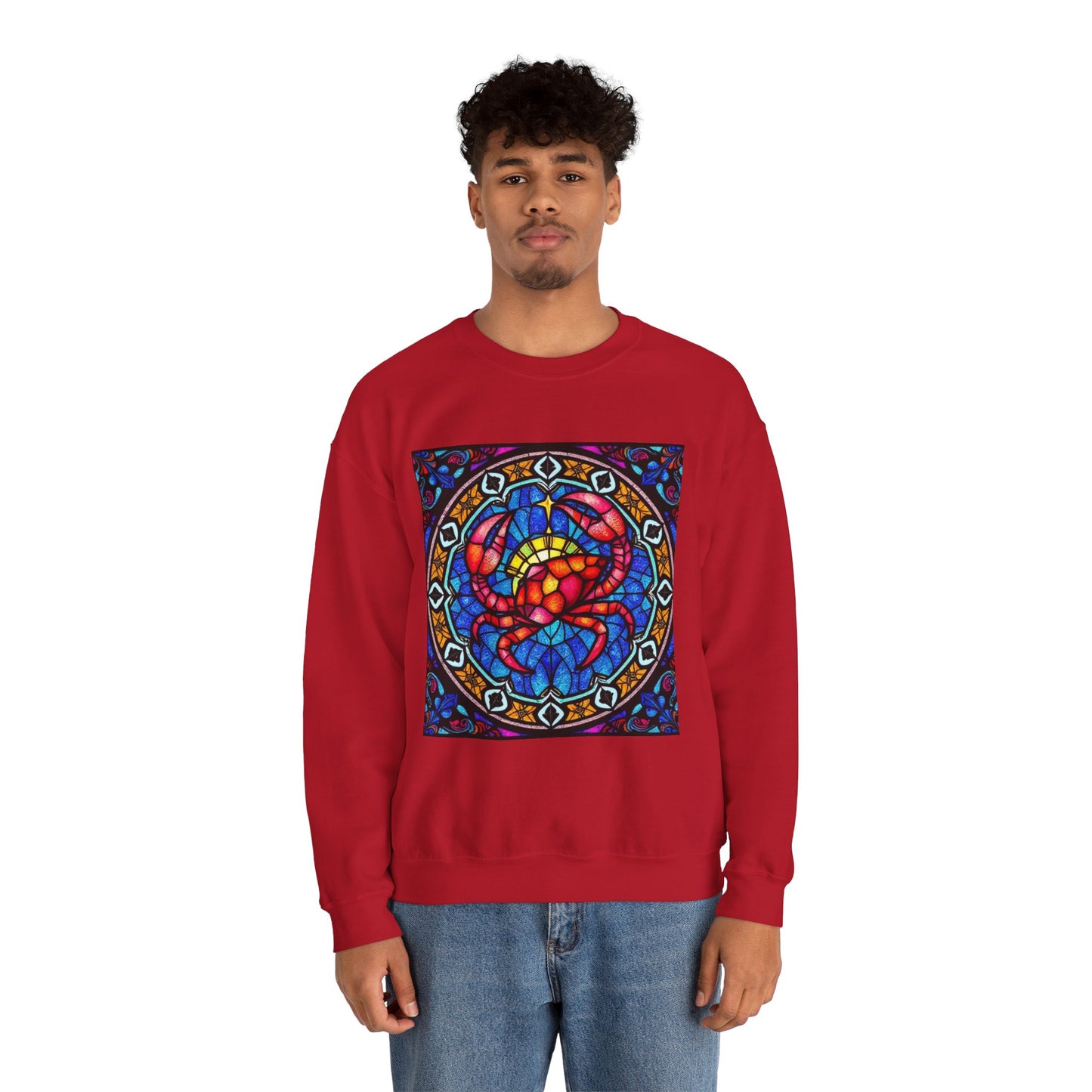 Unisex Heavy Blend™ Crewneck Sweatshirt, Glass 1, Cancer Zodiac Design