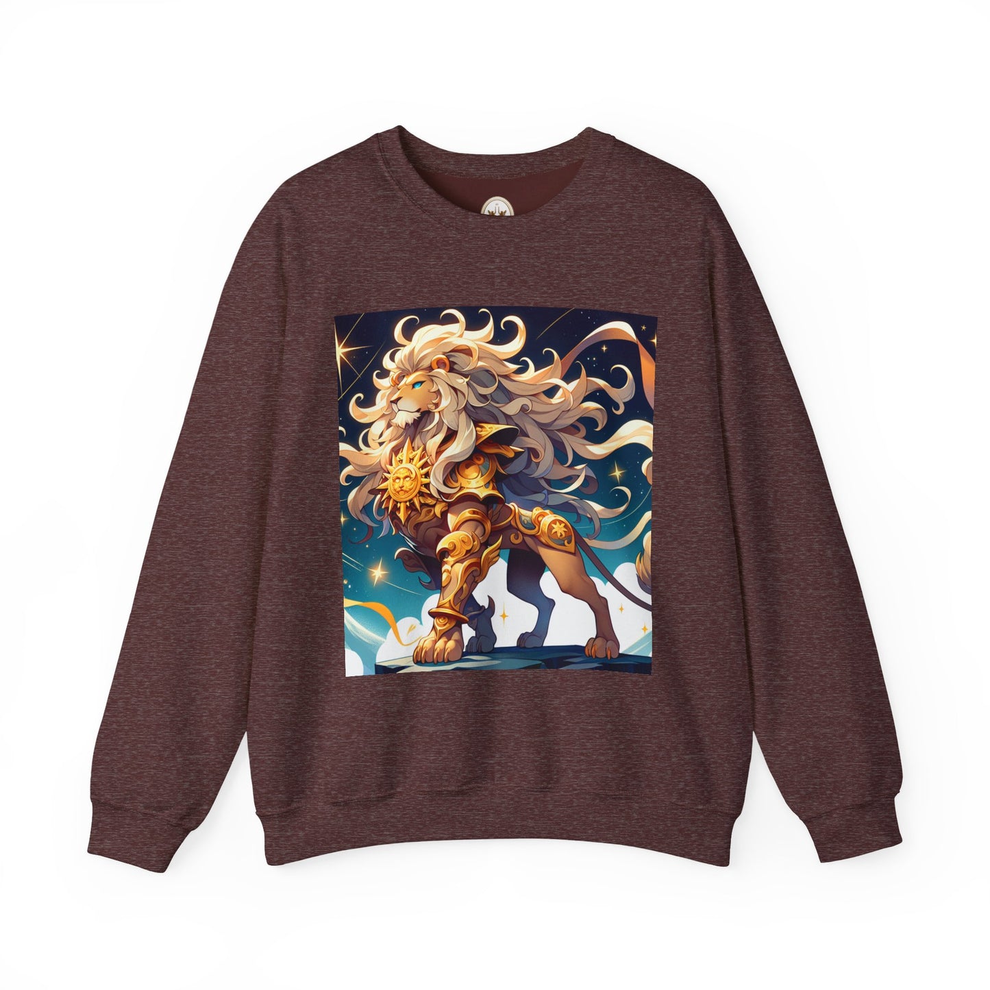 Unisex Heavy Blend™ Crewneck Sweatshirt,Cool Lion with White Hair, Leo Zodiac Design