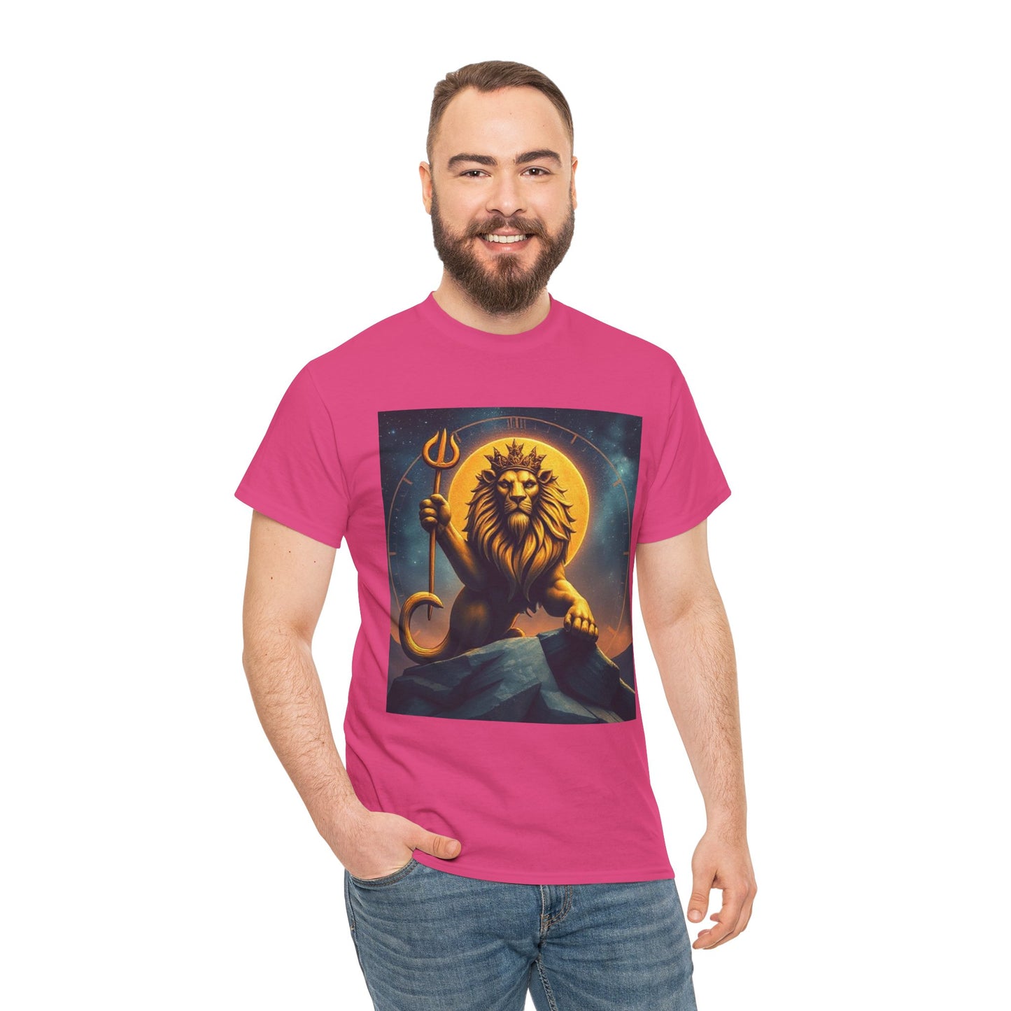 Unisex Heavy Cotton T-Shirt, King of Lion v3, Leo Zodiac Design