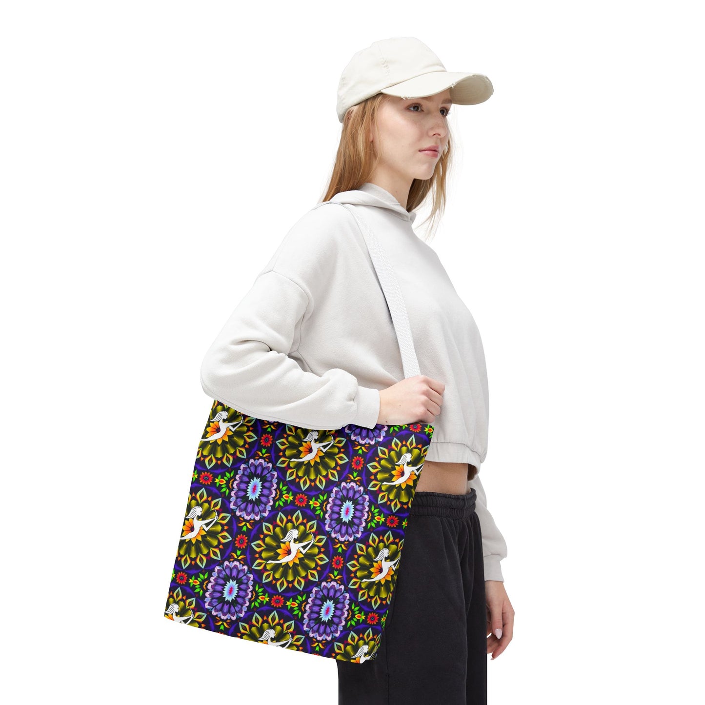 Tote Bag (AOP), Sagittarius, Zodiac v2, Flower Pattern