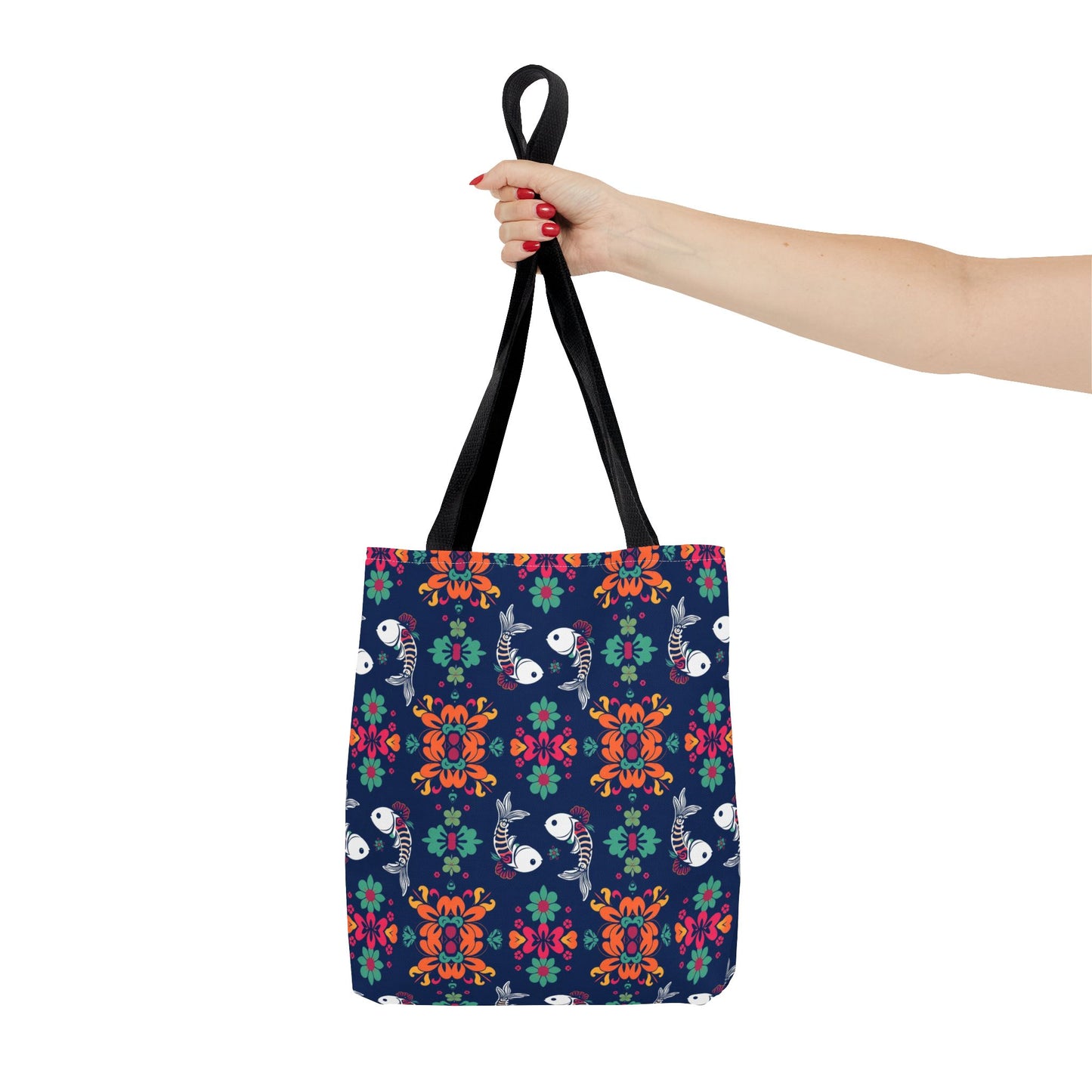 Tote Bag (AOP), Pisces, Zodiac, Flower Pattern