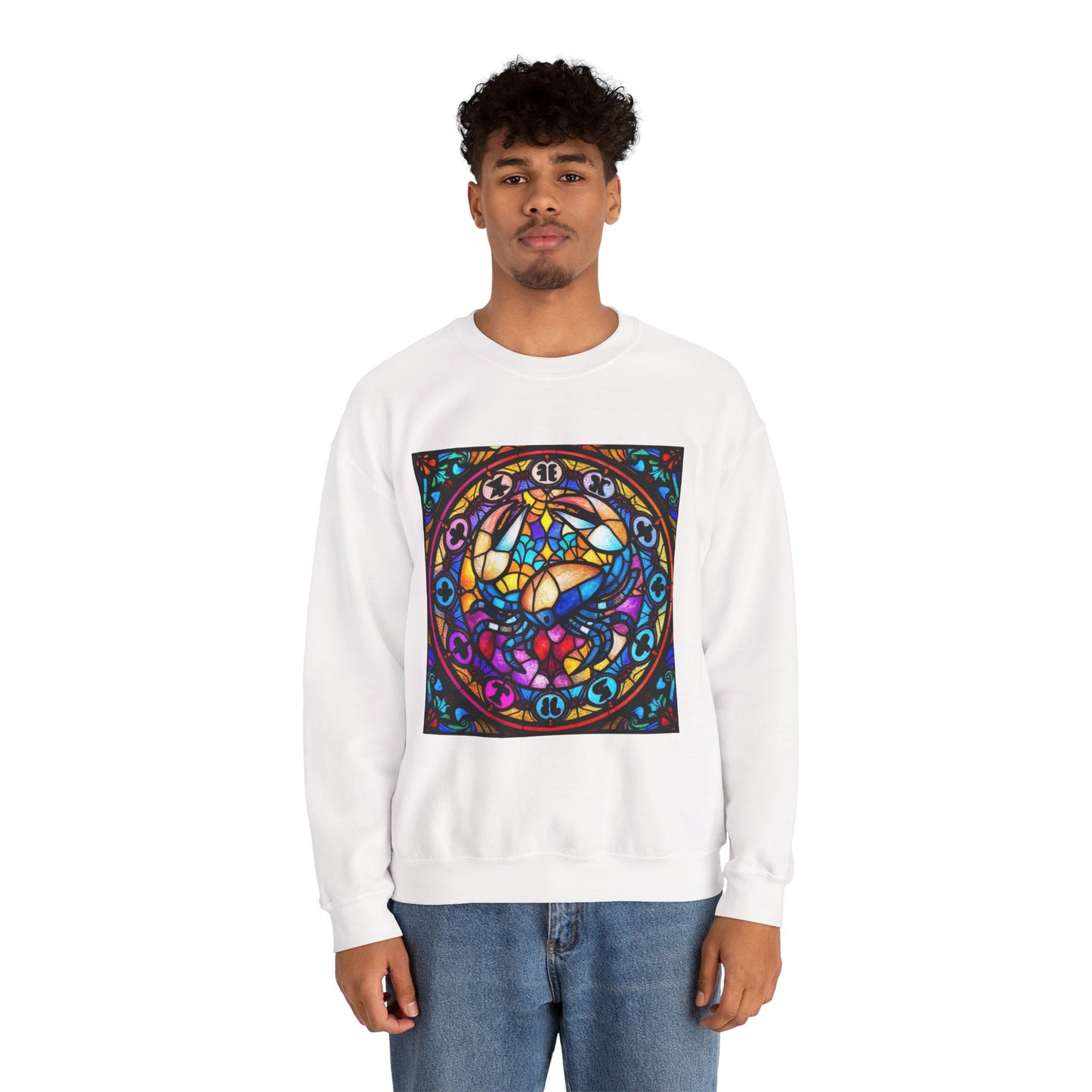 Unisex Heavy Blend™ Crewneck Sweatshirt, Glass, Cancer Zodiac Design