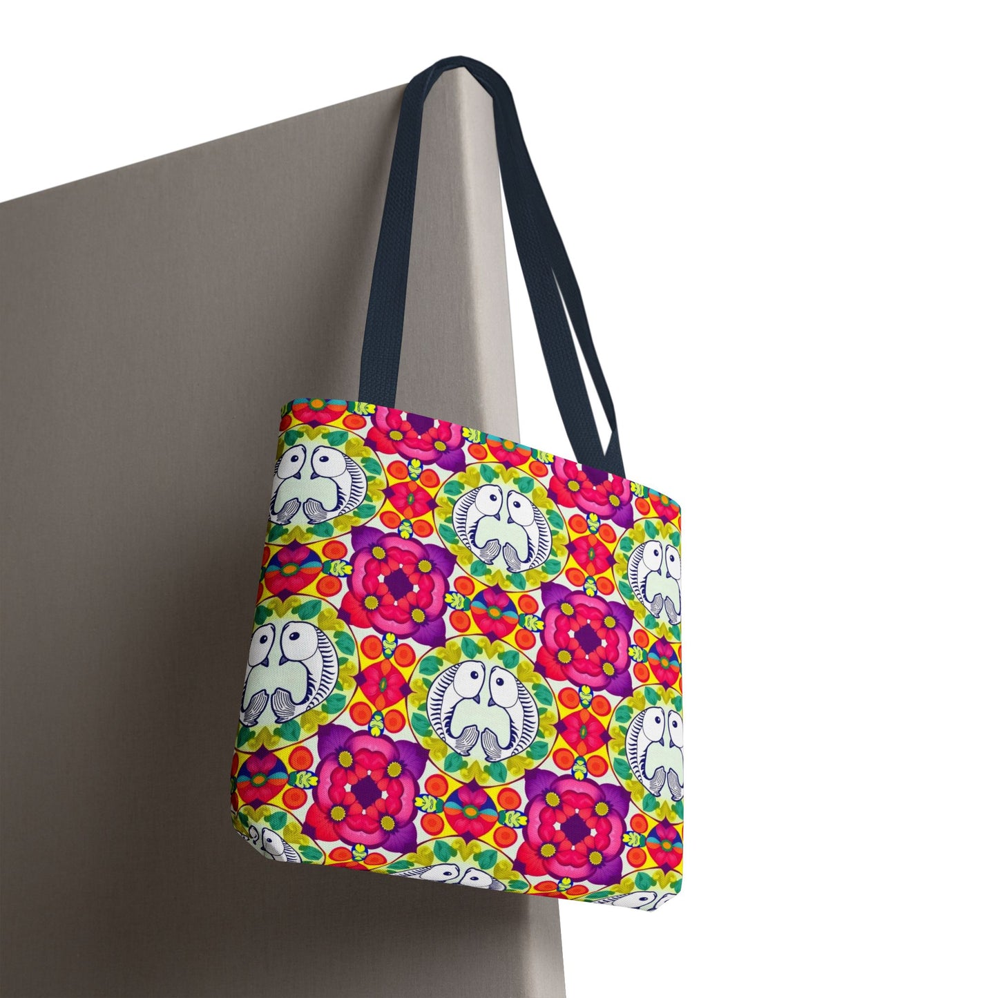Tote Bag, (AOP), Pisces, Zodiac v4, Flower Pattern