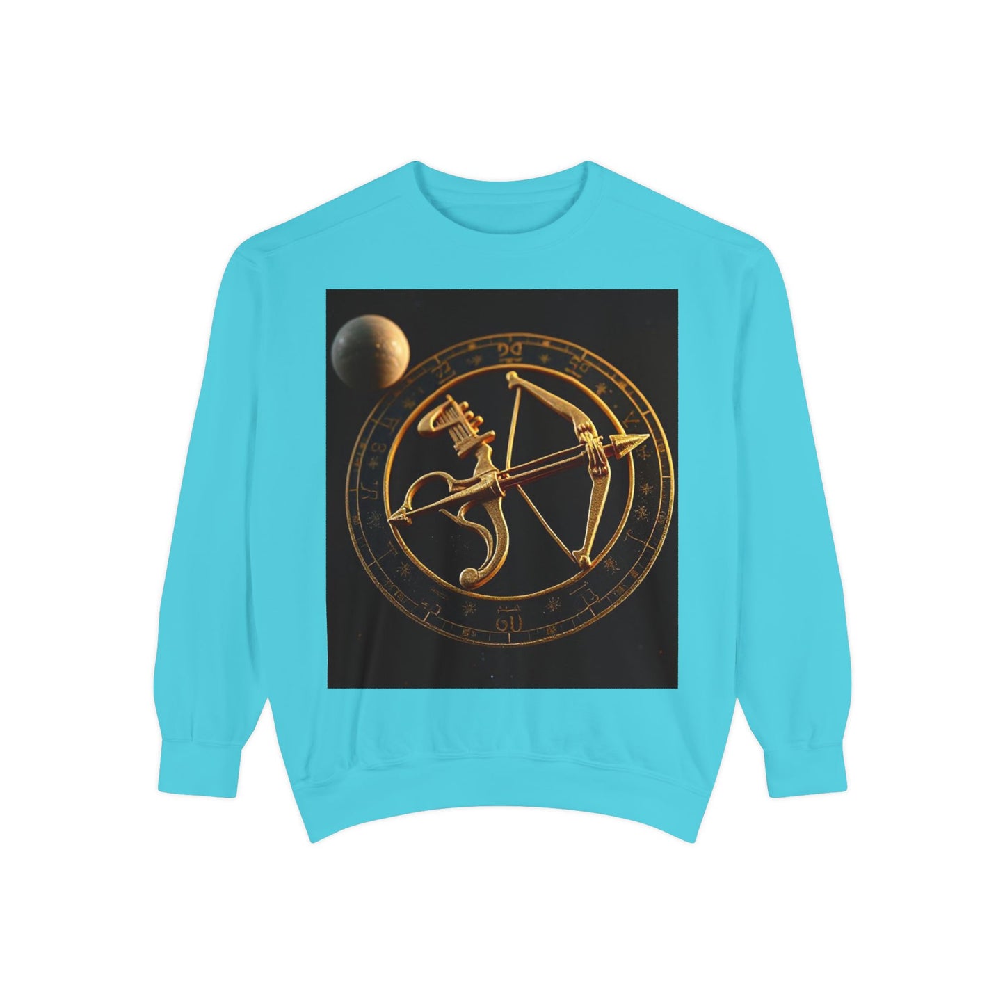 Garment-Dyed Sweatshirt, Unisex, Space Symbol Design, Sagittarius