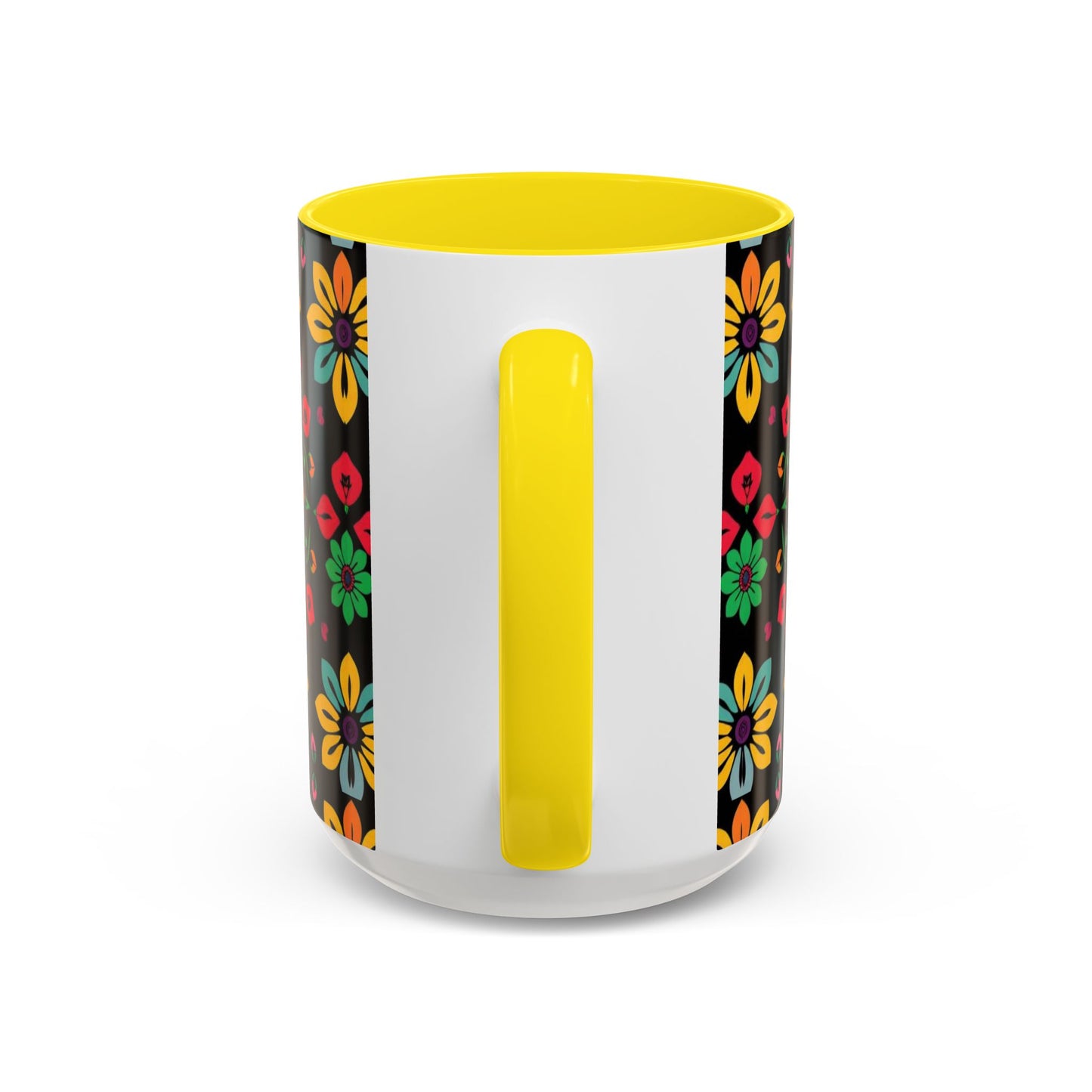 Accent Coffee Mug, Aries, Zodiac v3, Flower Pattern, (11, 15oz)
