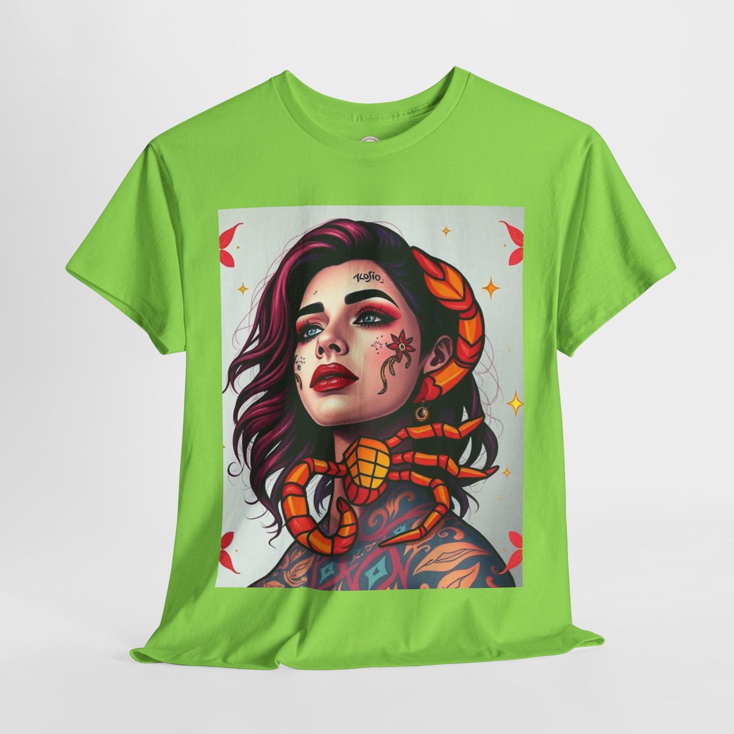 Unisex Heavy Cotton T-Shirt, Scorpio, Zodiac v3, Sexy Art