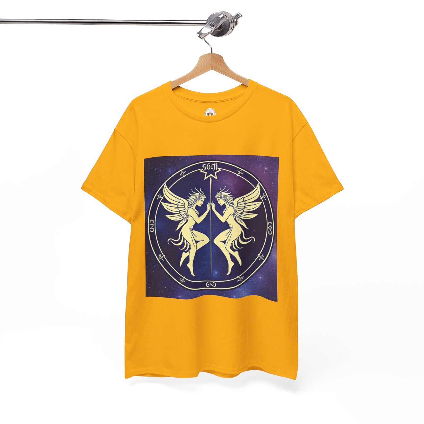 Unisex Heavy Cotton T-Shirt, Space Angel Twins v1, Gemini Zodiac Design