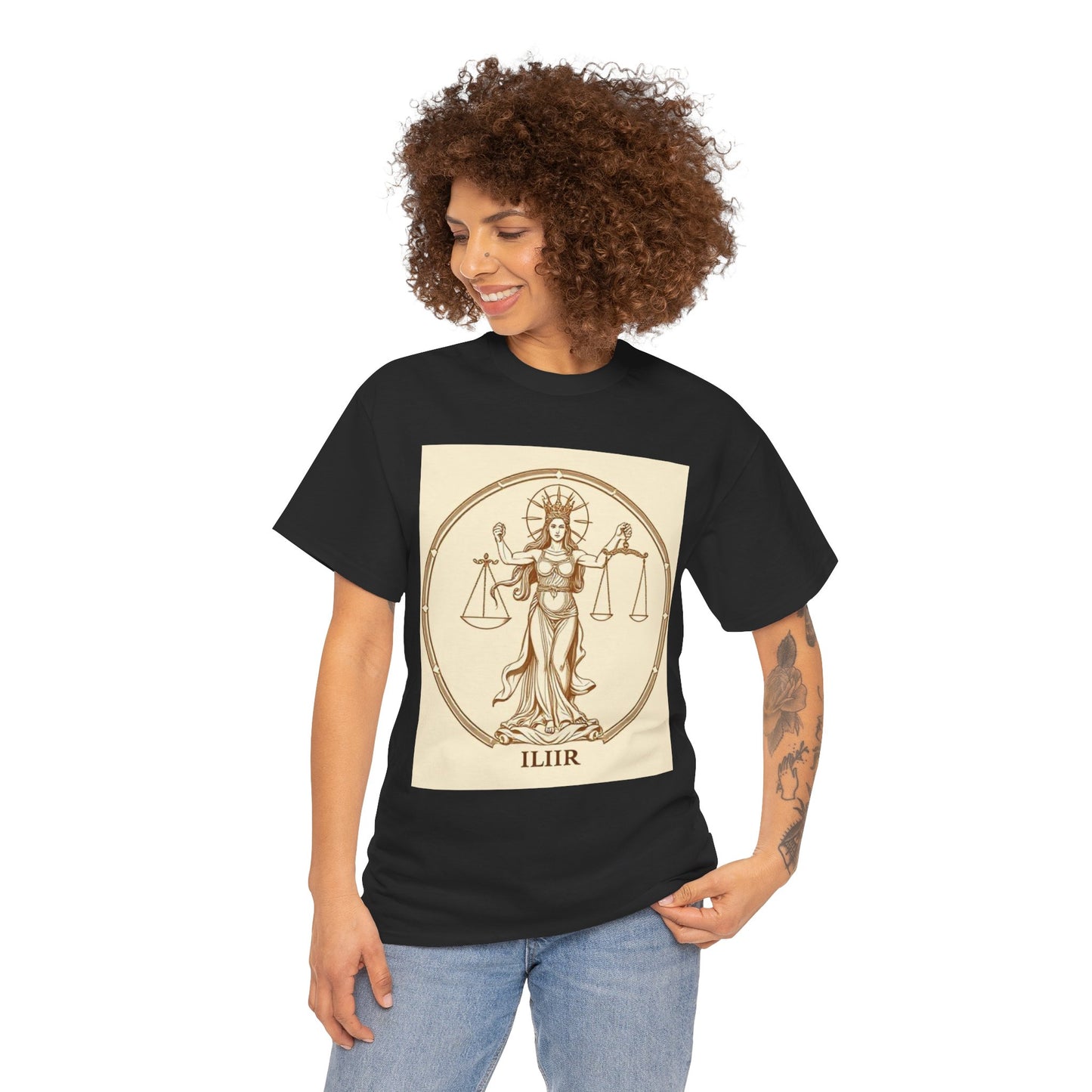 Unisex Heavy Cotton T-Shirt, Libra Goddess, Zodiac Design