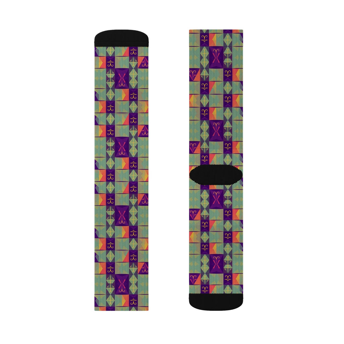 Sublimation Socks, Aquarius, Zodiac v2, Shapes Pattern