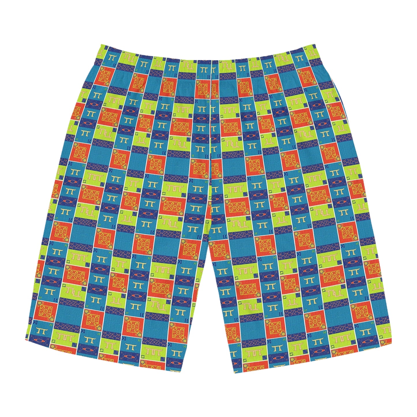 Men's Board Shorts, (AOP), Gemini, Zodiac v2, Shape Pattern