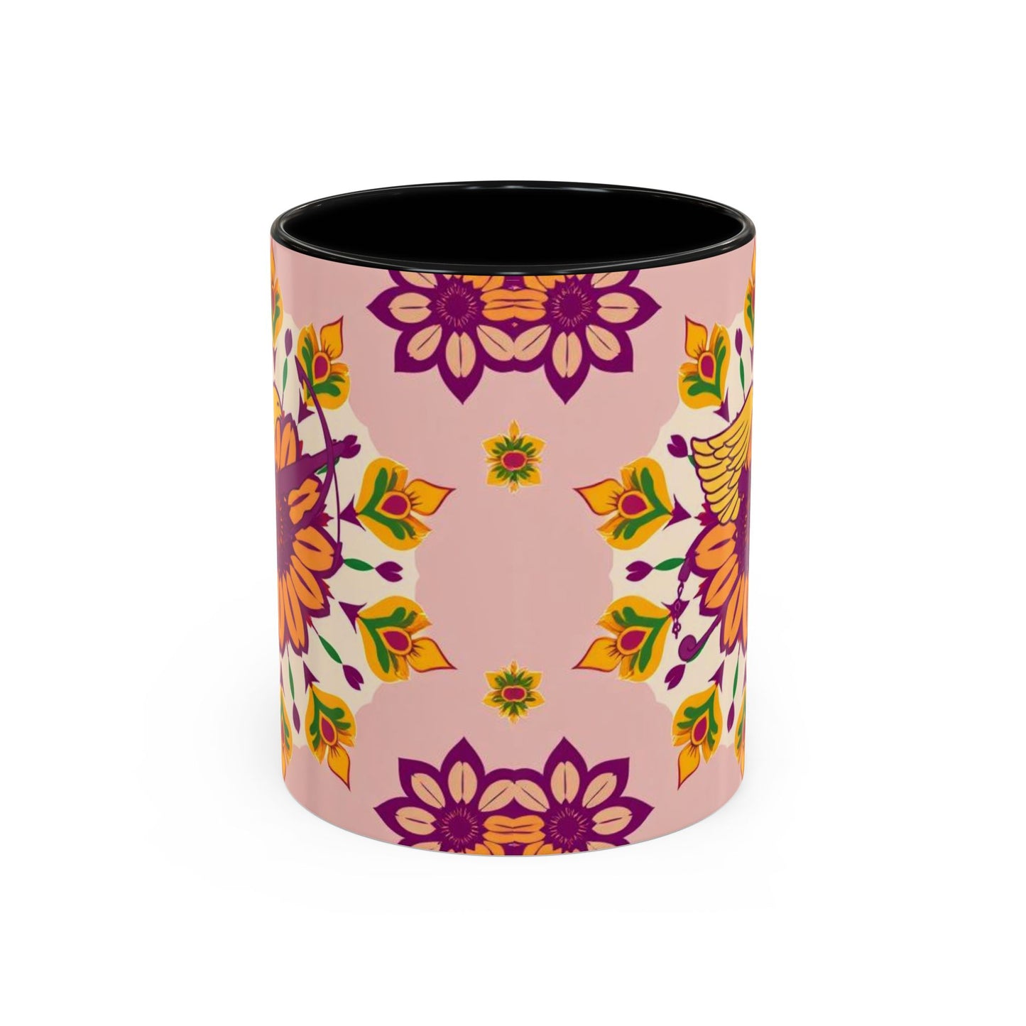 Accent Coffee Mug, Sagittarius, Zodiac v4. Flower Pattern, (11, 15oz)
