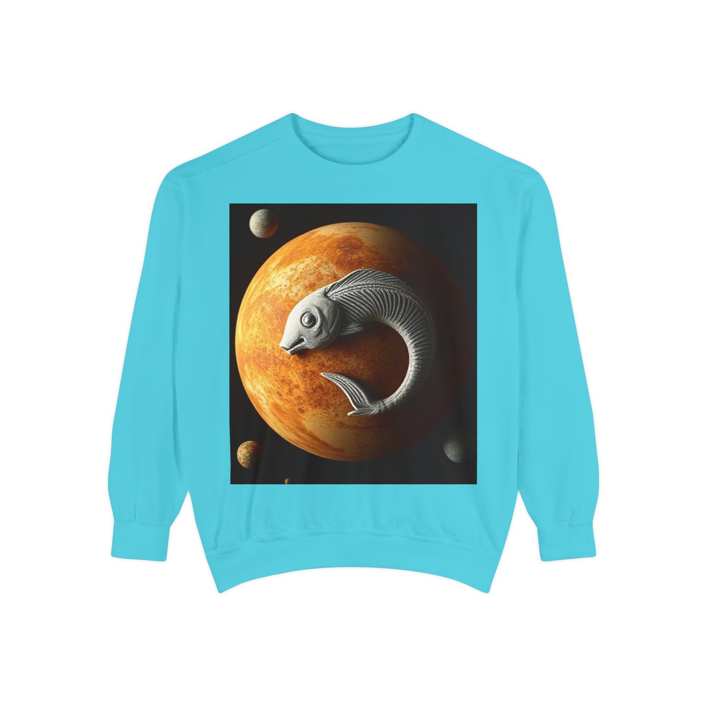 Garment-Dyed Sweatshirt, Unisex, Space Animal Design, Pisces