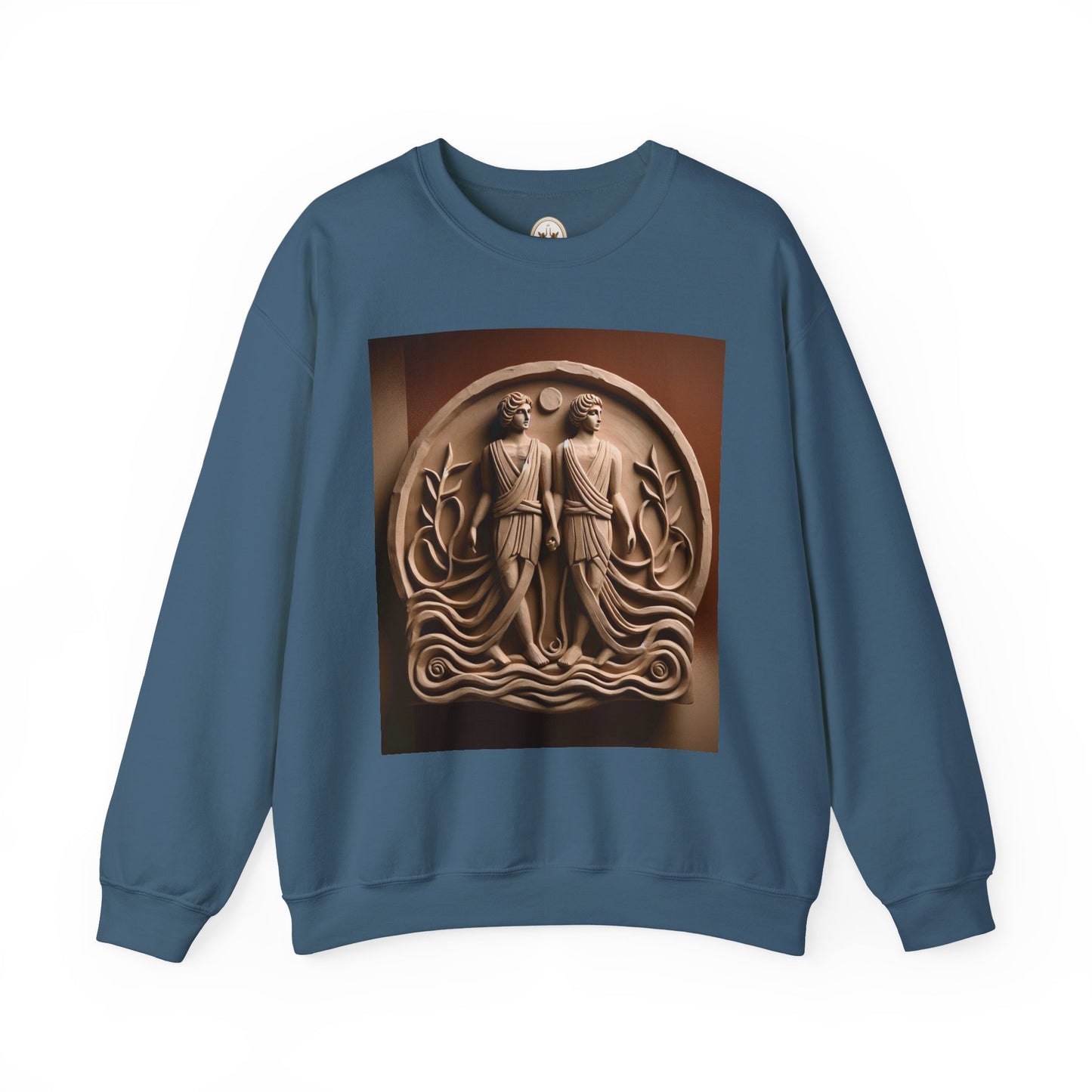 Unisex Heavy Blend™ Crewneck Sweatshirt, Stone Twins, Gemini Zodiac Design