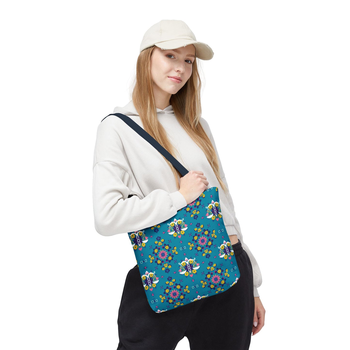 Tote Bag (AOP), Libra, Zodiac v1, Flower Pattern