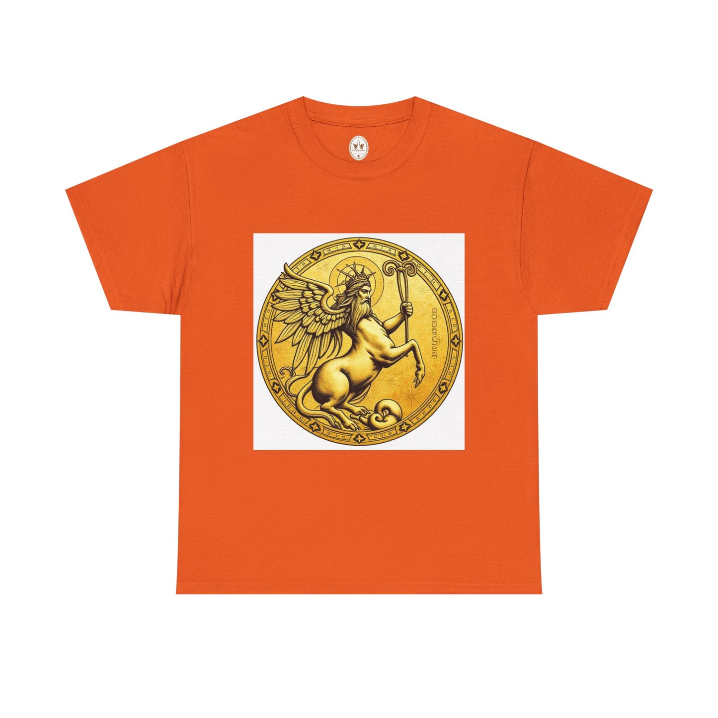 Unisex Heavy Cotton T-Shirt, Golden Angel Coin, Virgo Zodiac Design