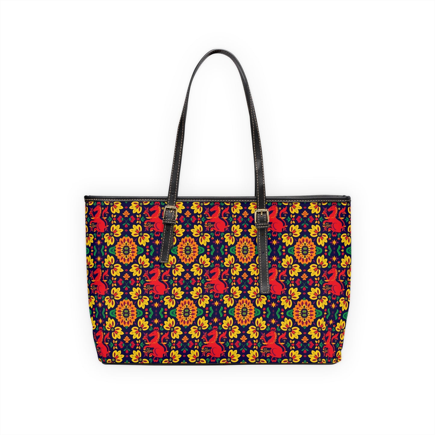 Leather Shoulder Bag, Virgo, Zodiac v1, Flower Pattern