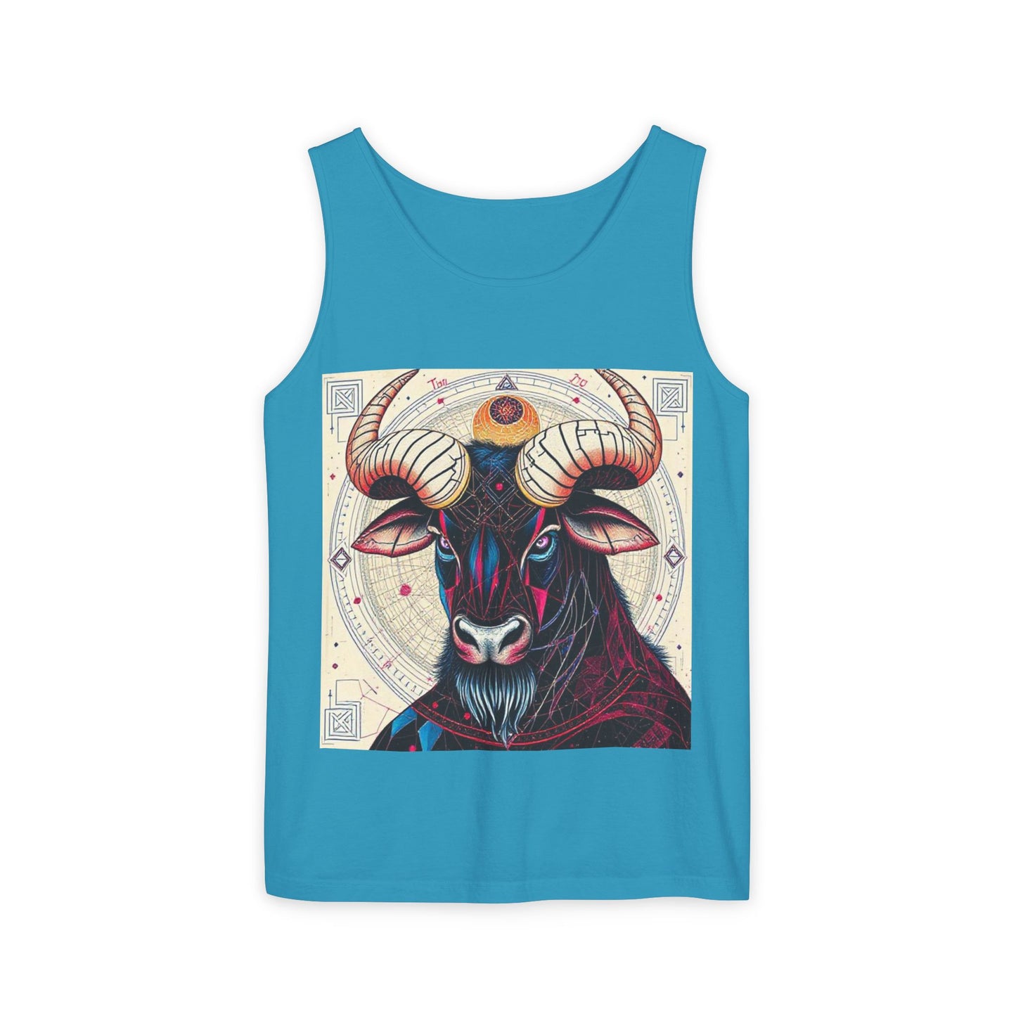 Unisex Garment-Dyed, Tank Top, Taurus Design, Pop Art, 100% US cotton