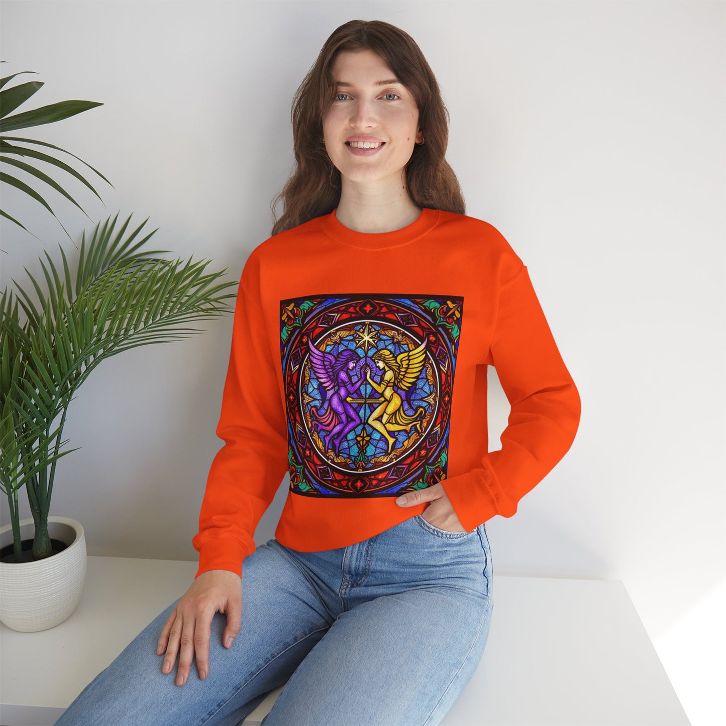 Unisex Heavy Blend™ Crewneck Sweatshirt, Glass, Gemini Zodiac Design