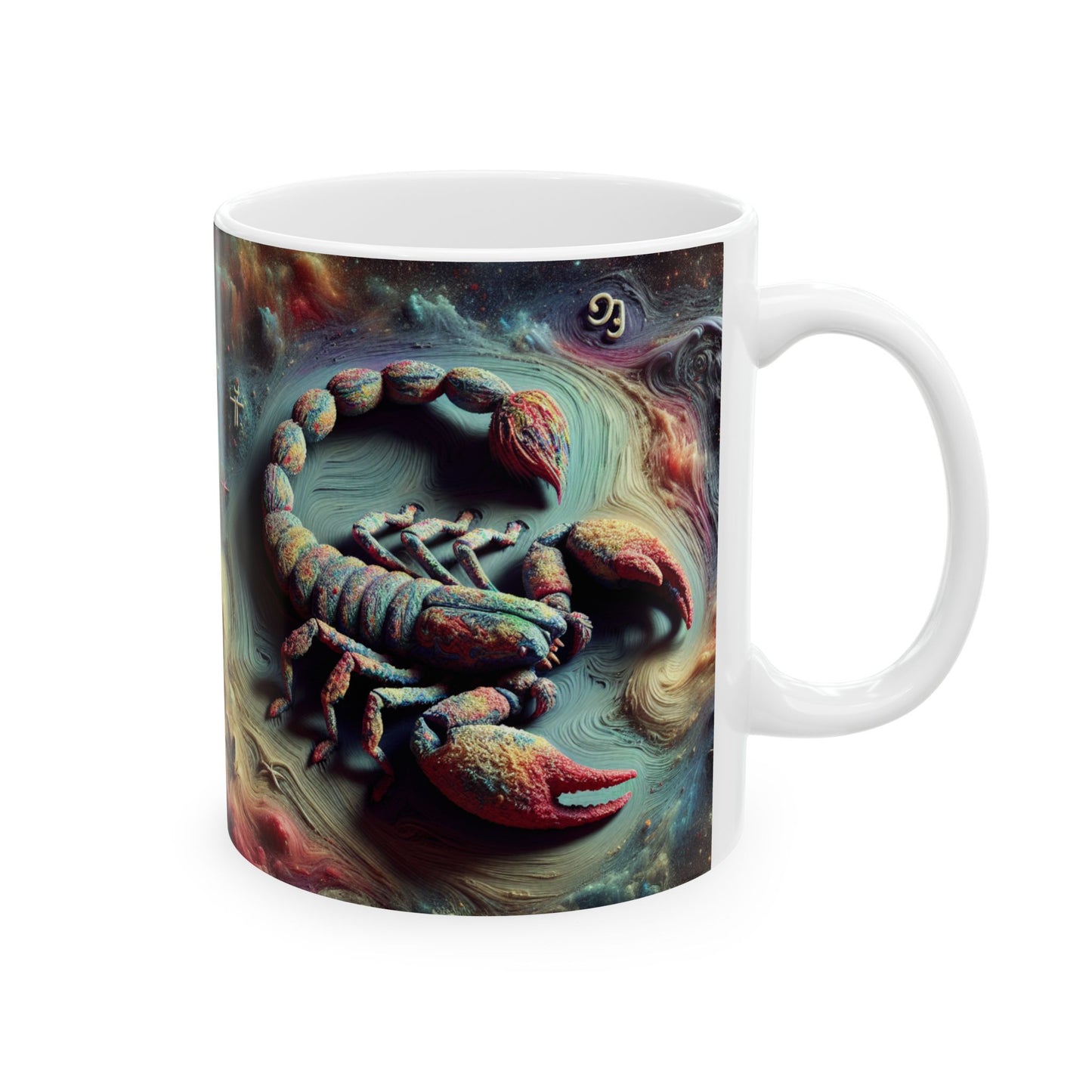 Ceramic Mug, (11oz, 15oz), Ceramic Coffee Mug, Trippy Scorpion, Scorpio Zodiac Design