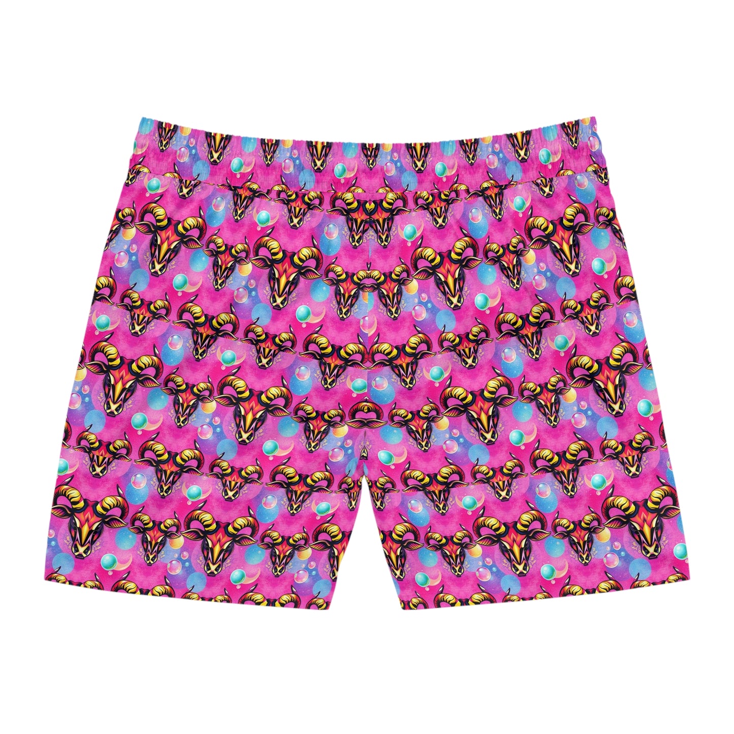 Men's Mid-Length Swim Shorts, (AOP), Taurus, Zodiac v3, Bubble Pattern