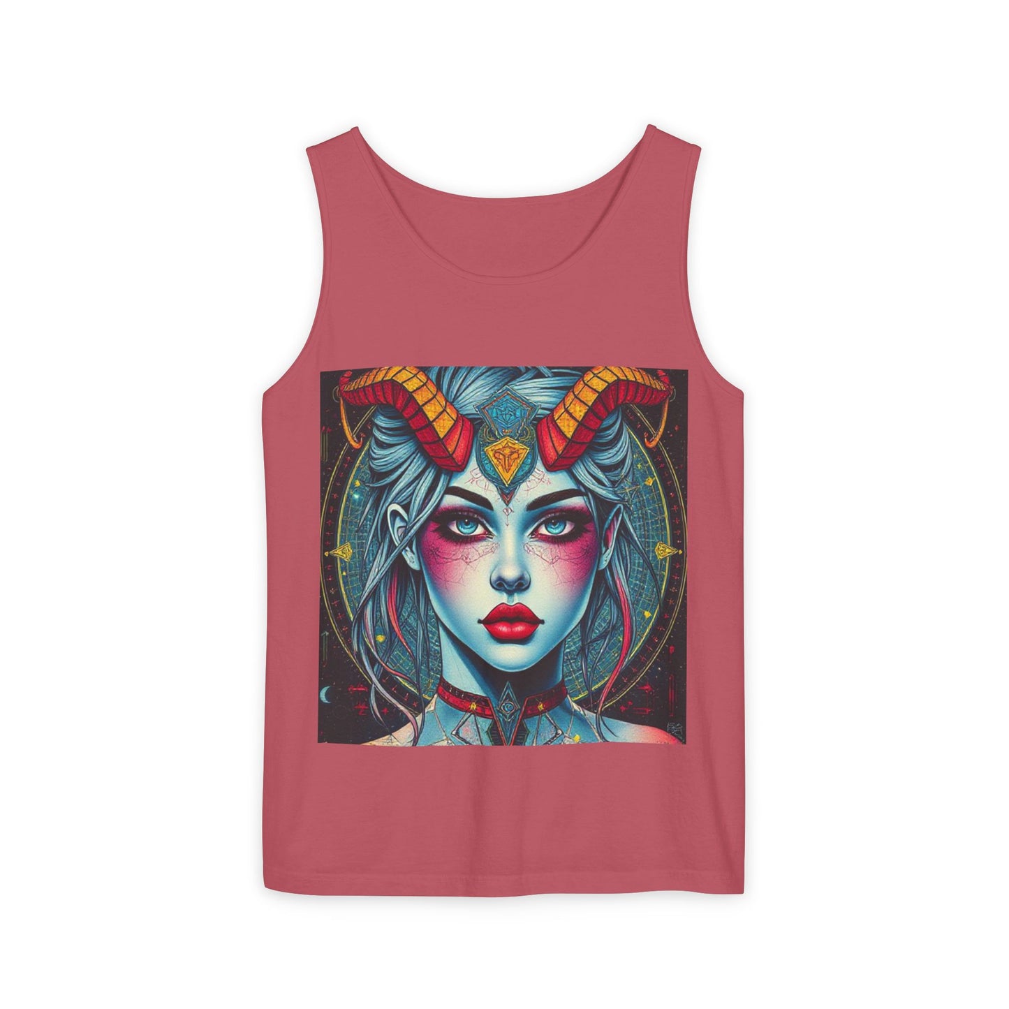 Unisex Garment-Dyed, Tank Top, Capricorn, Pop Art v1, 100% US cotton