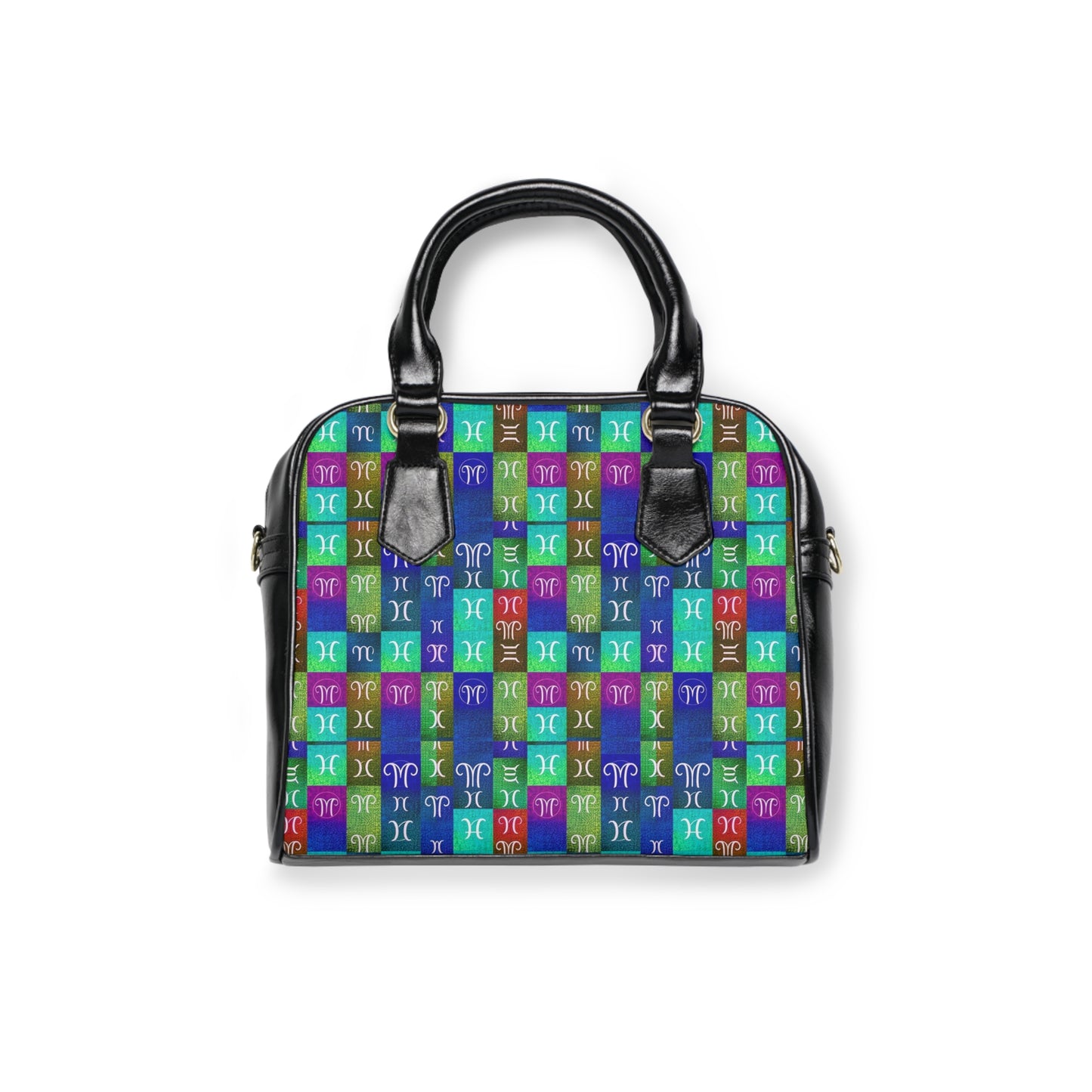 Shoulder Handbag, Aquarius, Zodiac v2, Shapes Pattern