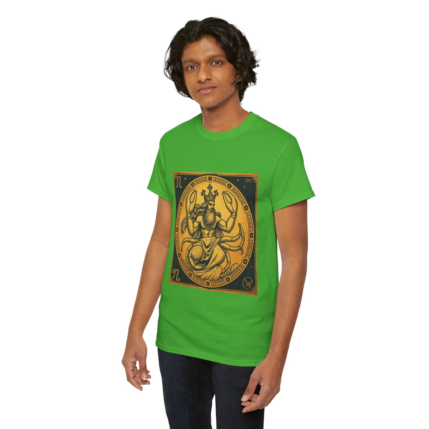 Unisex Heavy Cotton T-Shirt, Crab King v1, Cancer Zodiac Design