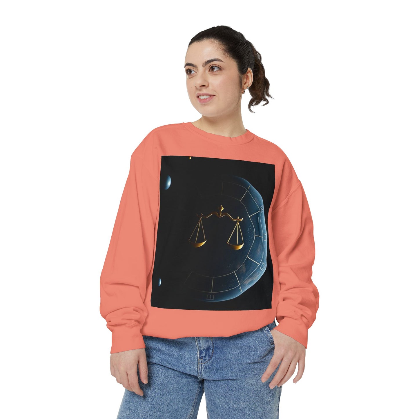 Garment-Dyed Sweatshirt, Unisex, Space Animal Design v1, Libra