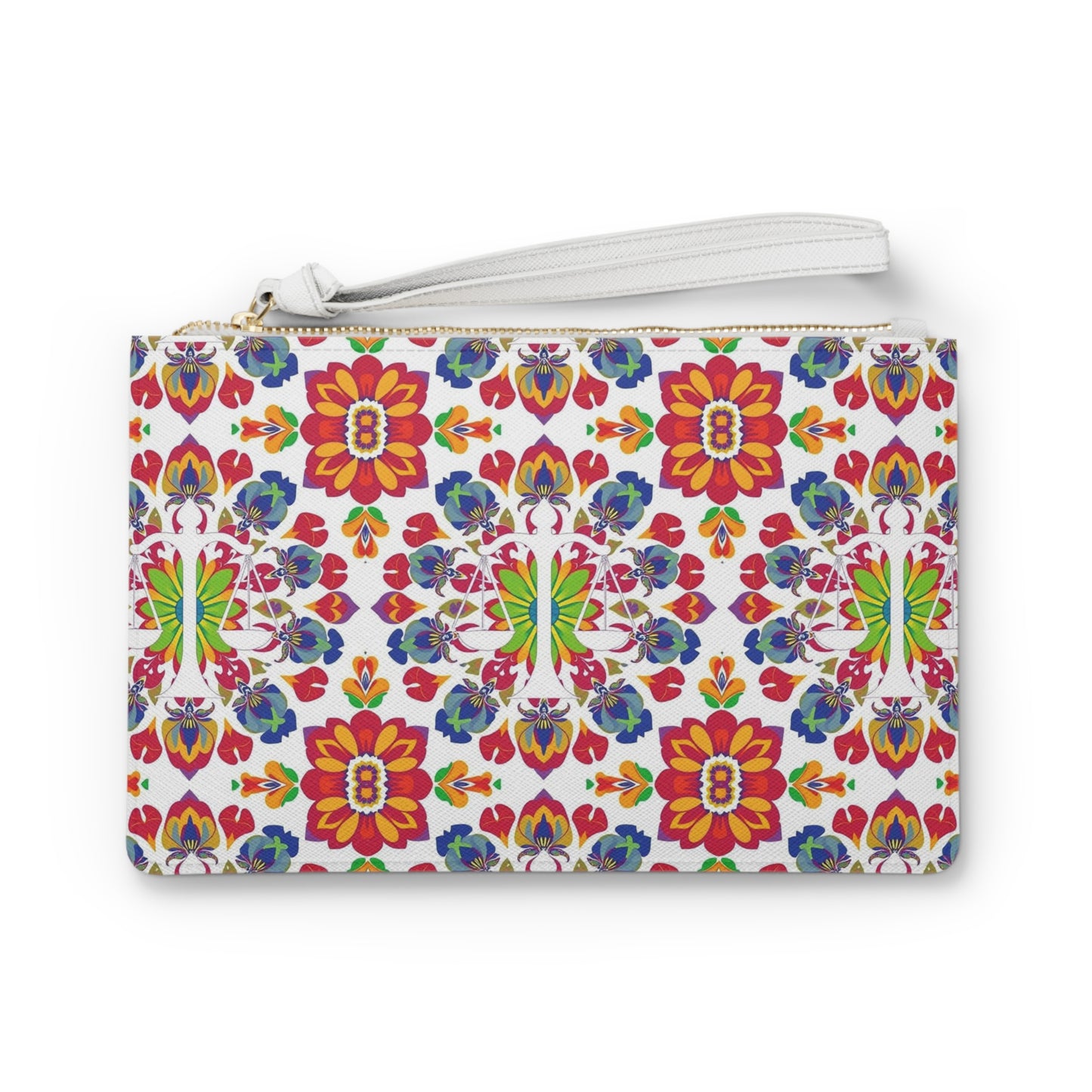 Clutch Bag, Libra, Zodiac v4, Flower Pattern