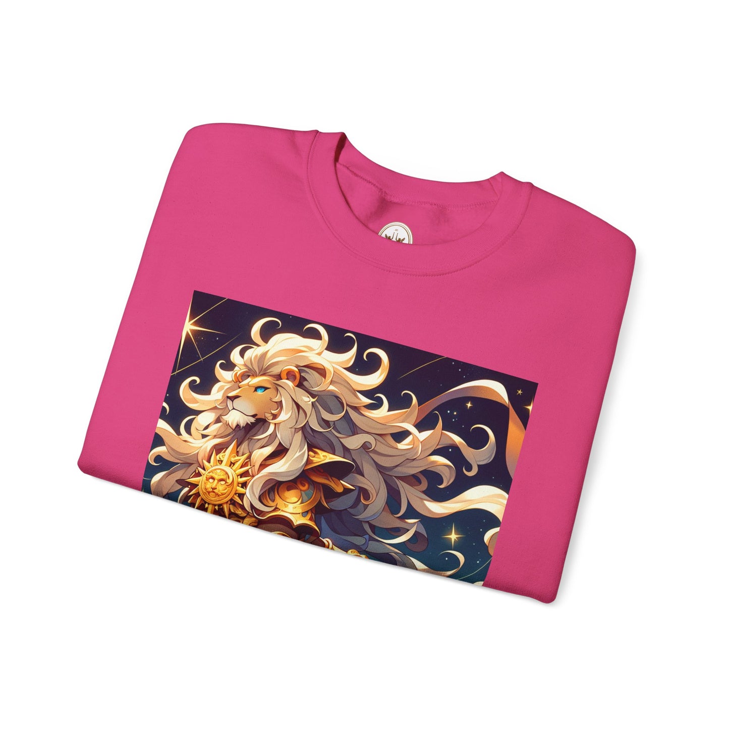 Unisex Heavy Blend™ Crewneck Sweatshirt,Cool Lion with White Hair, Leo Zodiac Design