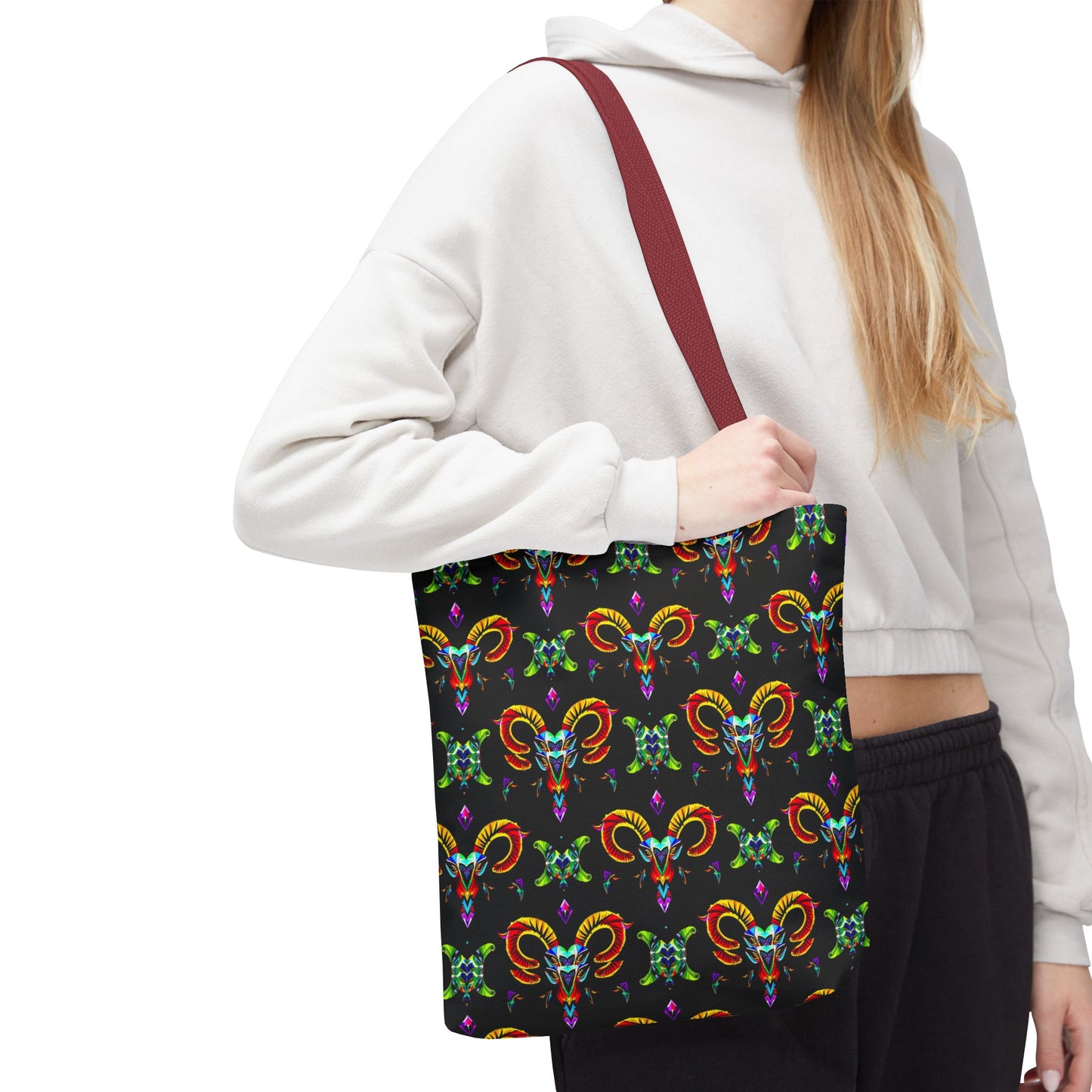 Tote Bag (AOP), Aries, Zodiac, Jewel Pattern