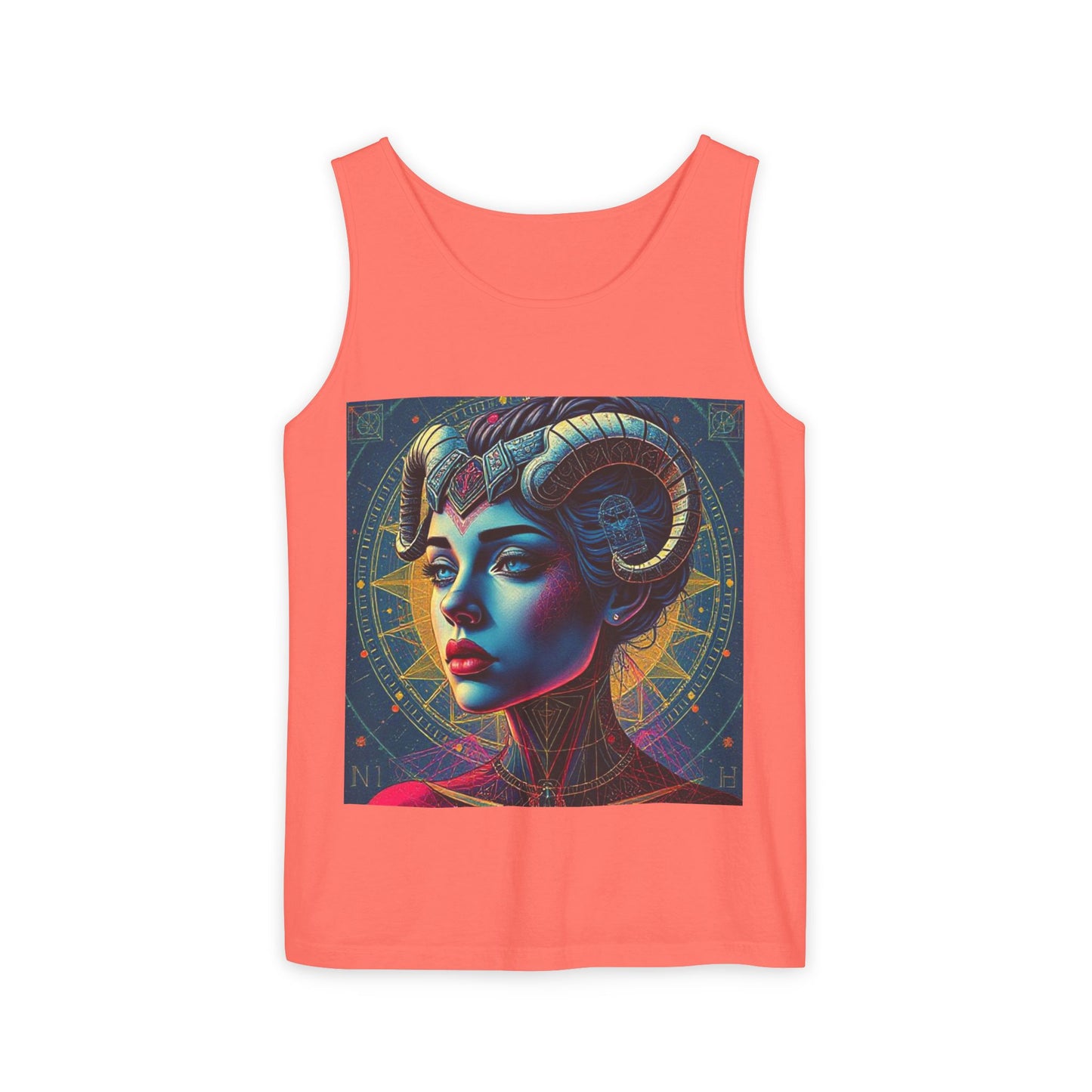 Unisex Garment-Dyed, Tank Top, Aries Design, Pop Art v1, 100% Ringspun US cotton