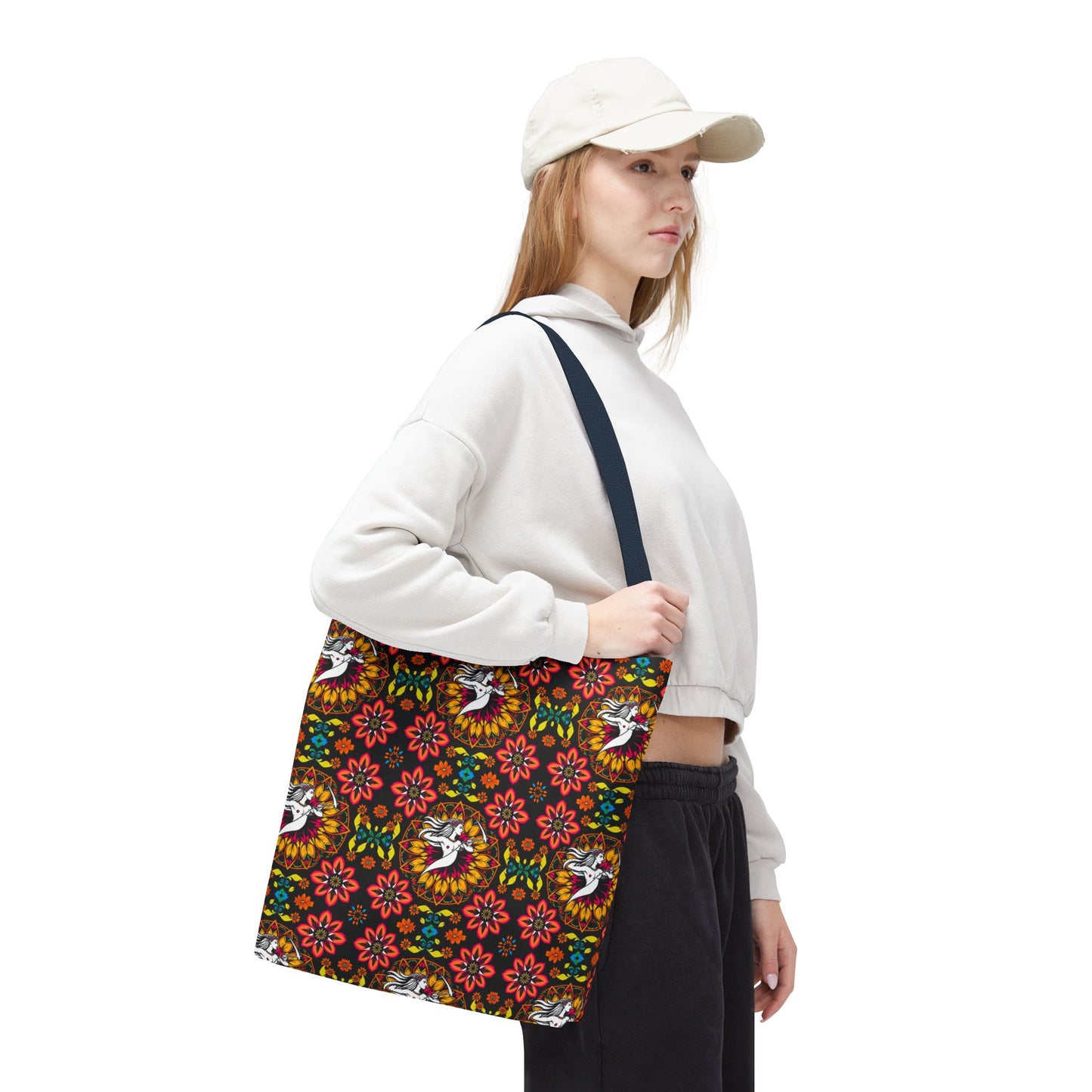 Tote Bag (AOP), Sagittarius, Zodiac v1, Flower Pattern