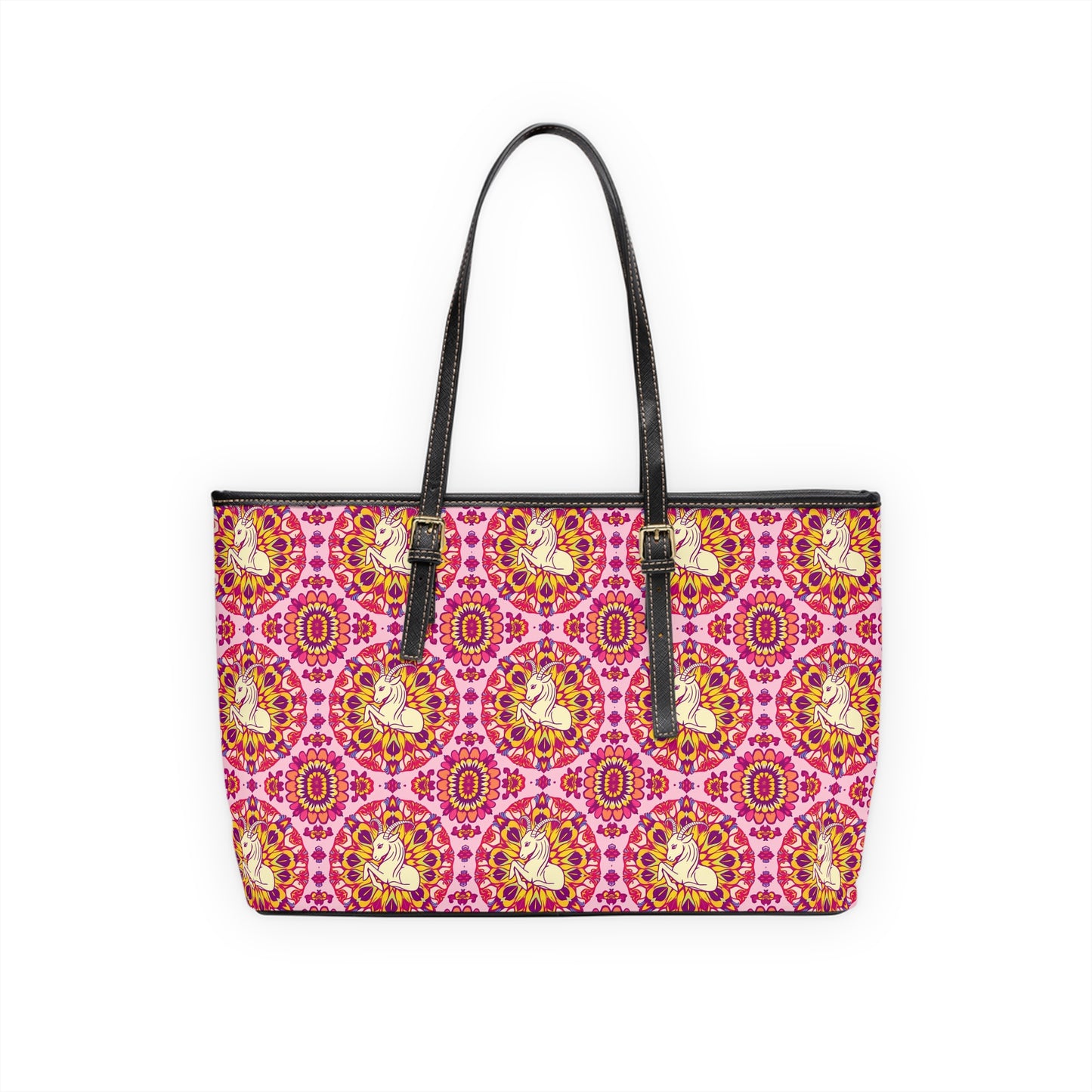 Leather Shoulder Bag, Capricorn, Zodiac, Flower Pattern