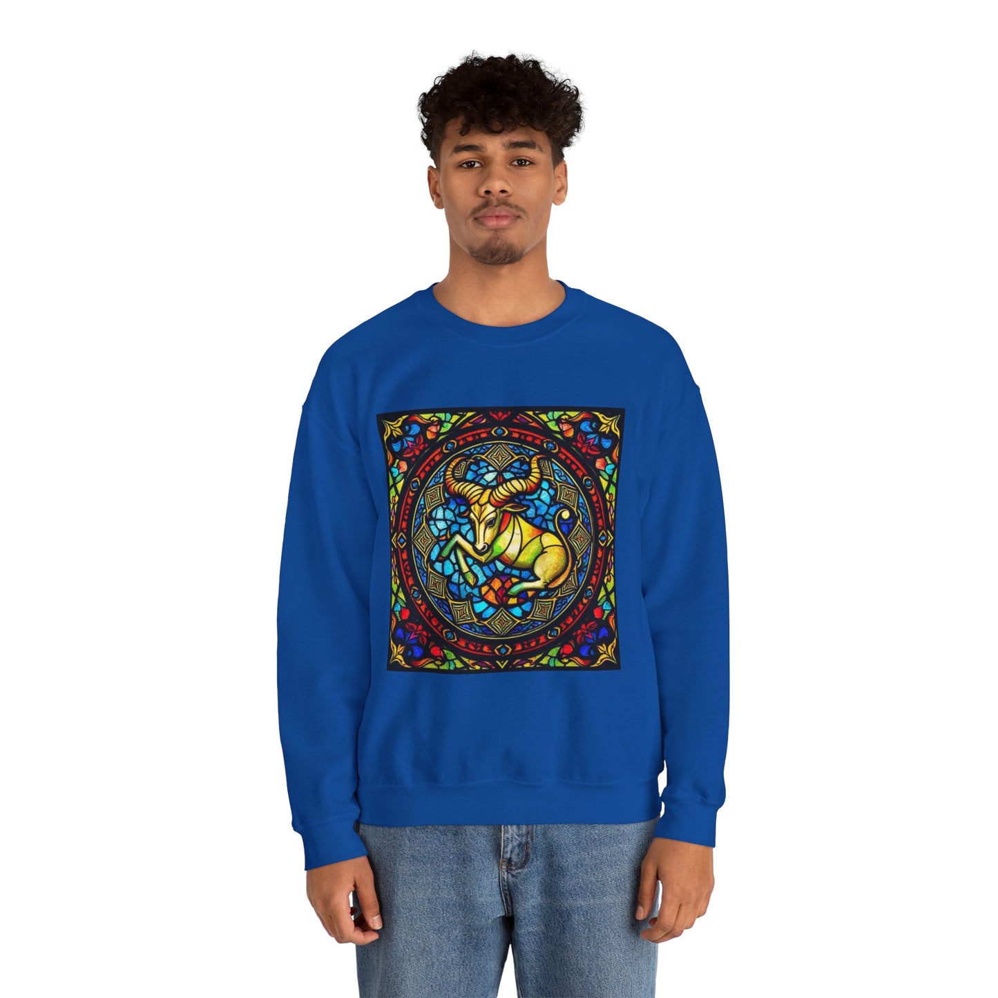 Unisex Heavy Blend™ Crewneck Sweatshirt, Glass, Taurus Zodiac Design