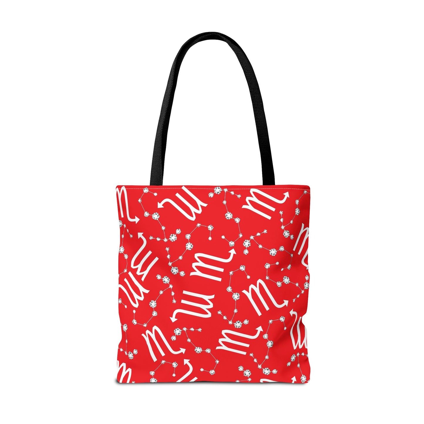 Tote Bag, Scorpio Zodiac Sign, AOP, (Red, White)