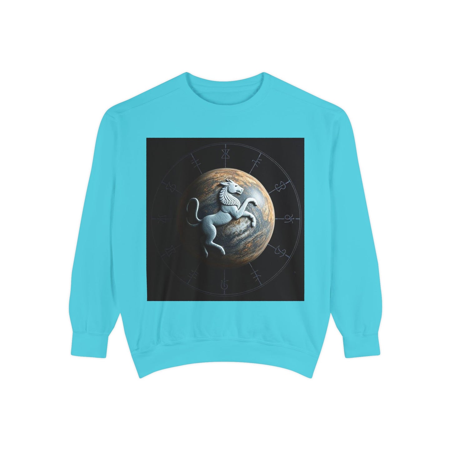 Garment-Dyed Sweatshirt, Unisex, Space Animal Design, Aquarius