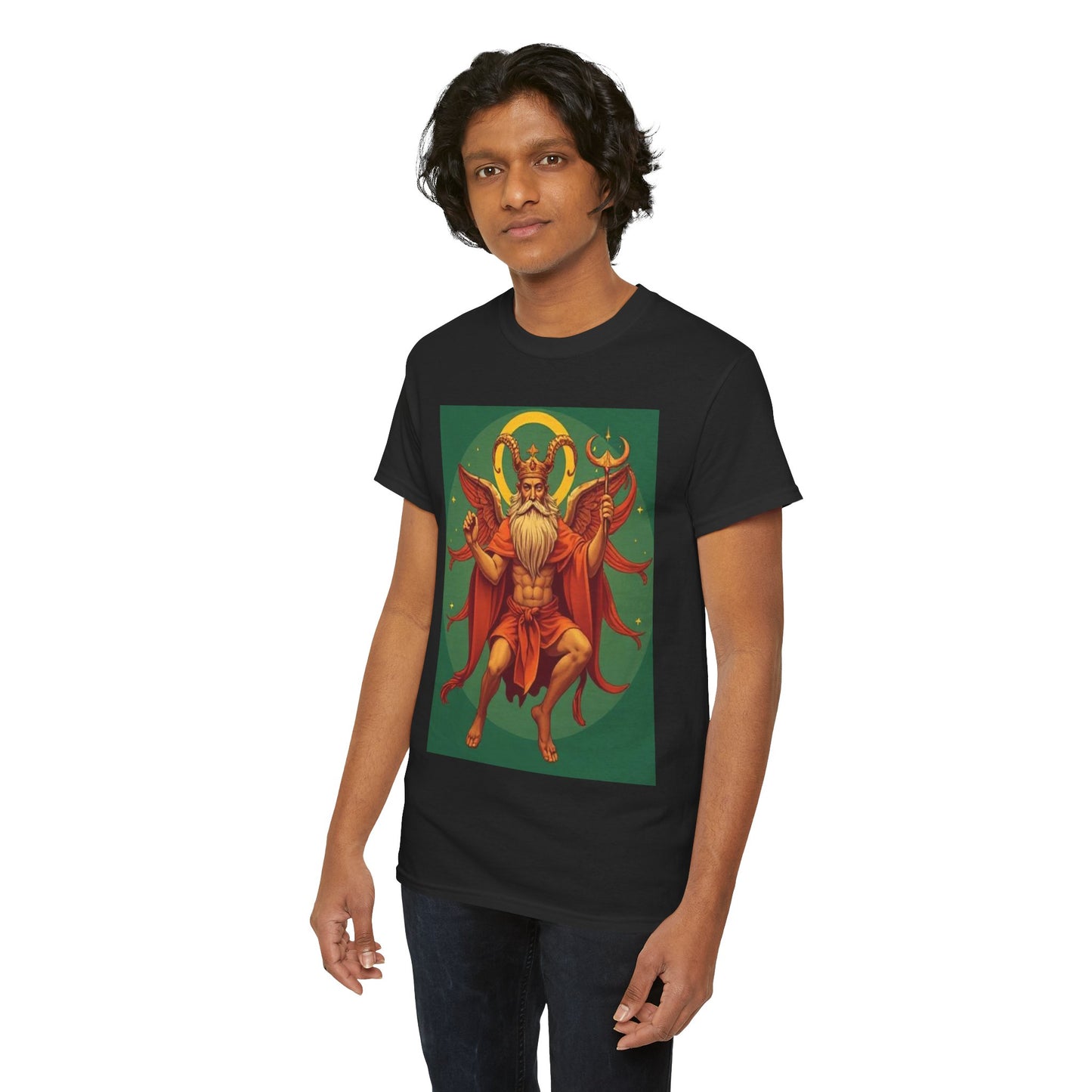 Unisex Heavy Cotton T-Shirt, Aries God 1v, Zodiac Design