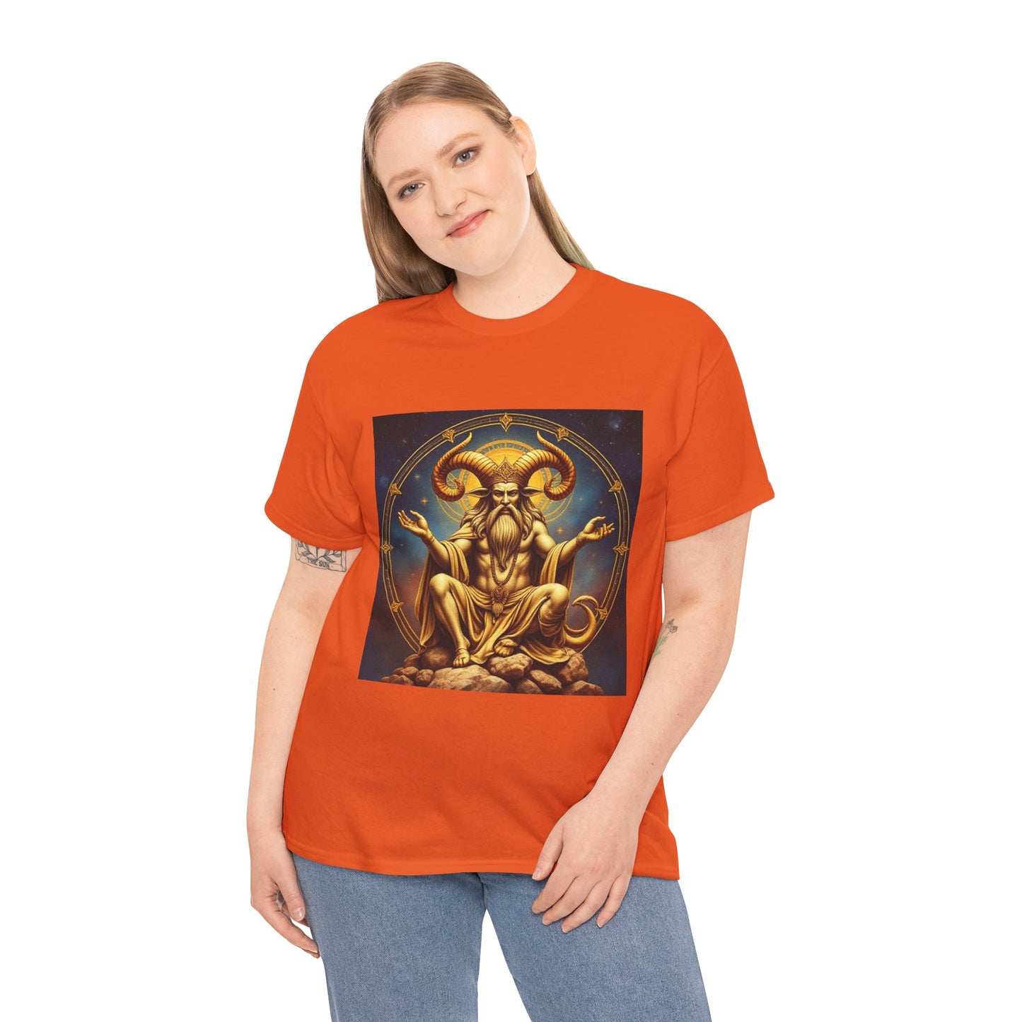 Unisex Heavy Cotton T-Shirt, On The Throne, Taurus Zodiac Design