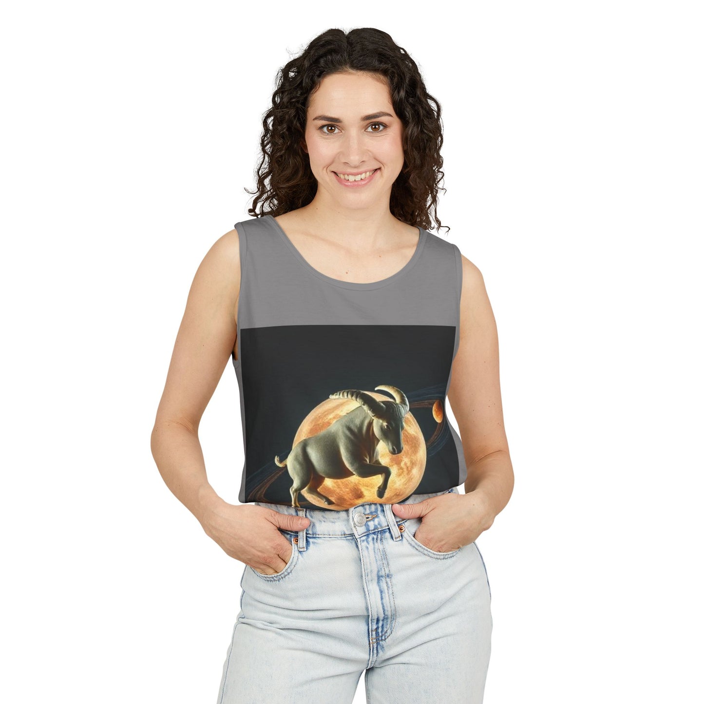 Unisex Garment-Dyed, Tank Top, Taurus Design, Planet Animal, 100% US cotton
