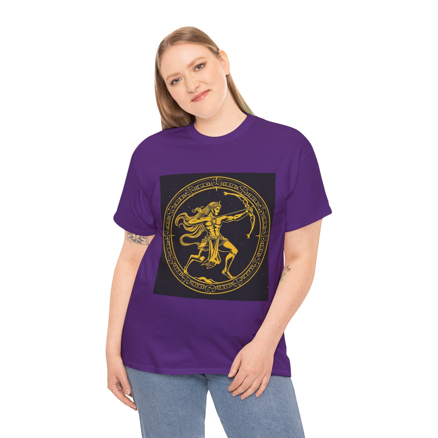 Unisex Heavy Cotton T-Shirt, Mythical Faun/Satyr, Sagittarius Zodiac Design