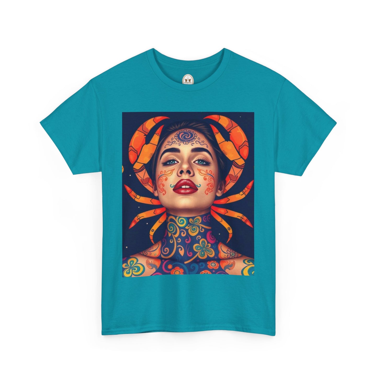 Unisex Heavy Cotton T-Shirt, Cancer, Zodiac v2, Sexy Art