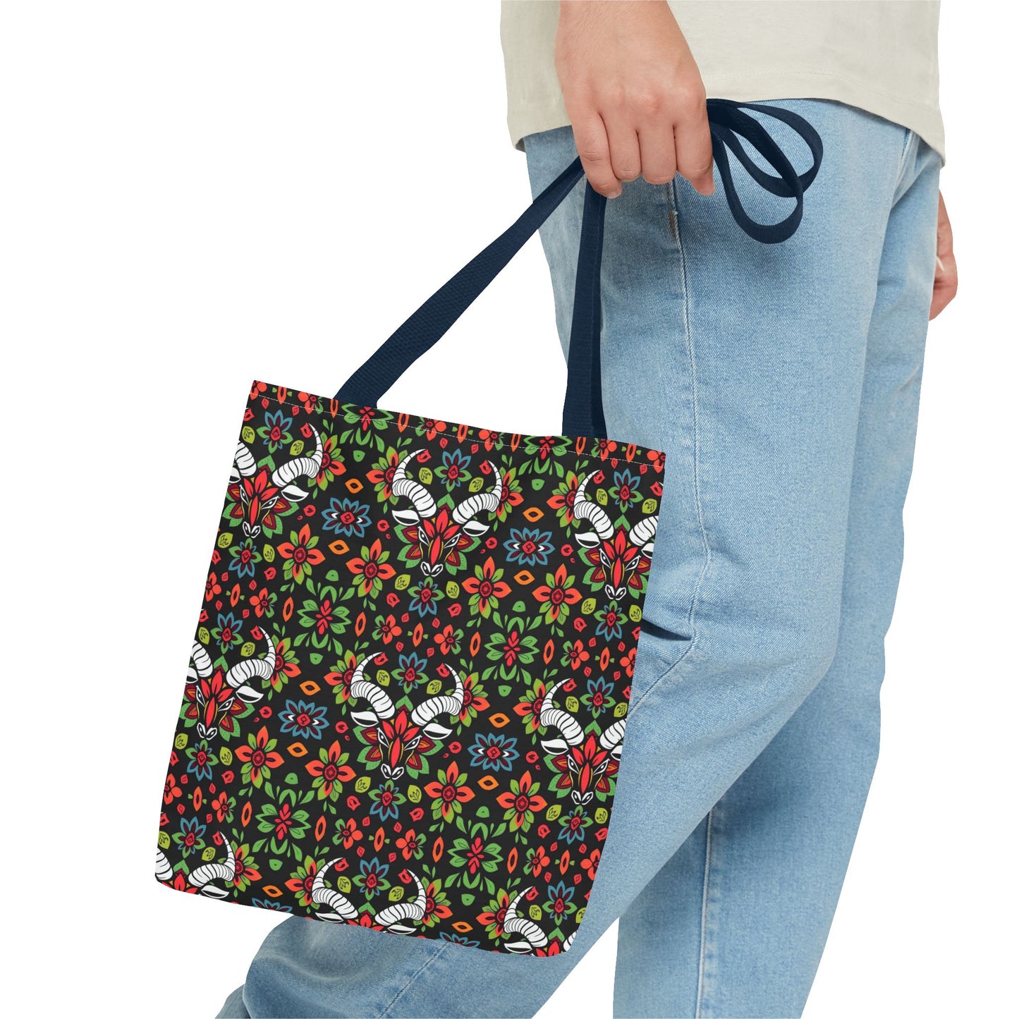 Tote Bag (AOP), Taurus, Zodiac v1, Flower Pattern