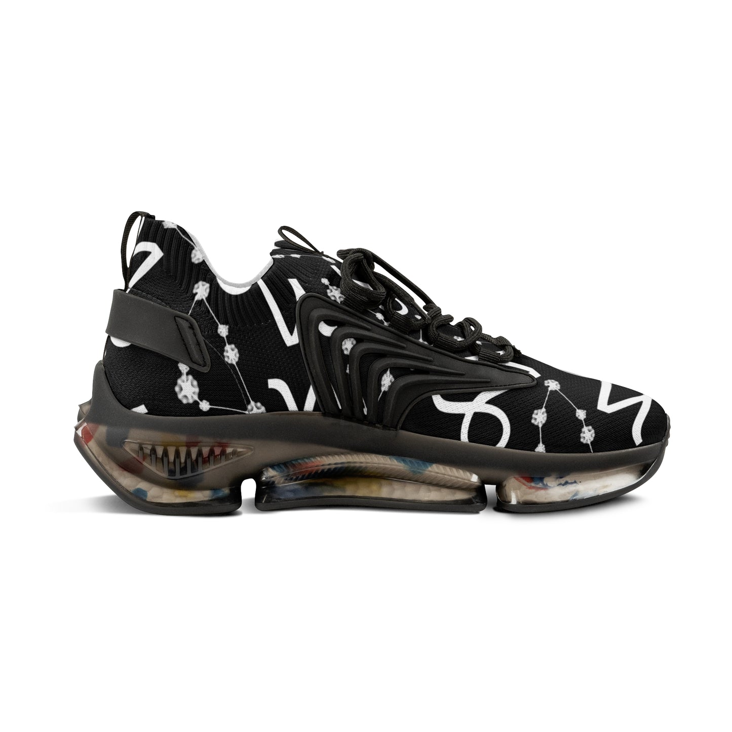 Men's Mesh Sneakers, Capricorn Zodiac Sign, AOP, Black