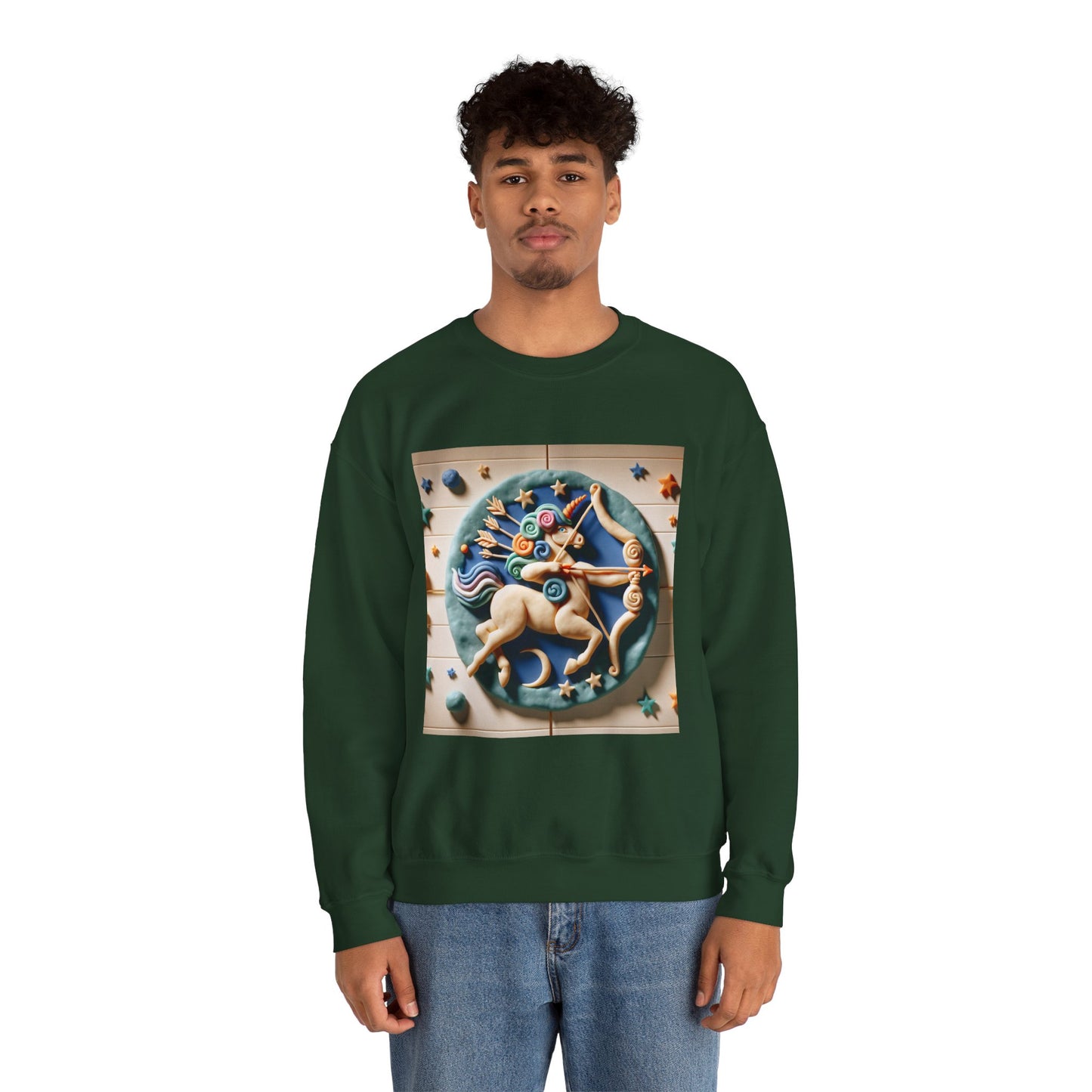 Unisex Heavy Blend™ Crewneck Sweatshirt, Colorful Horse, Sagittarius Zodiac Design