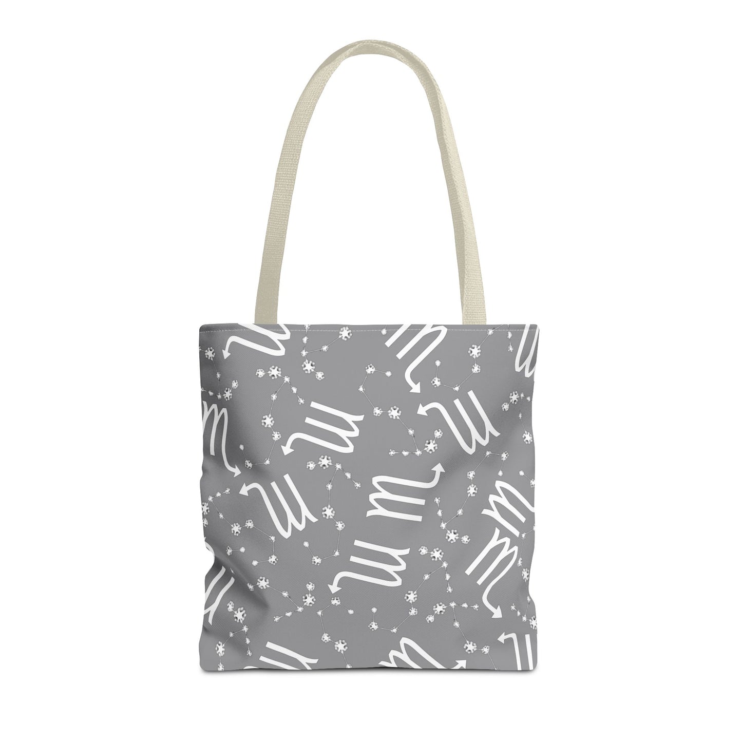 Tote Bag, Scorpio Zodiac Sign, AOP, (Grey, White)