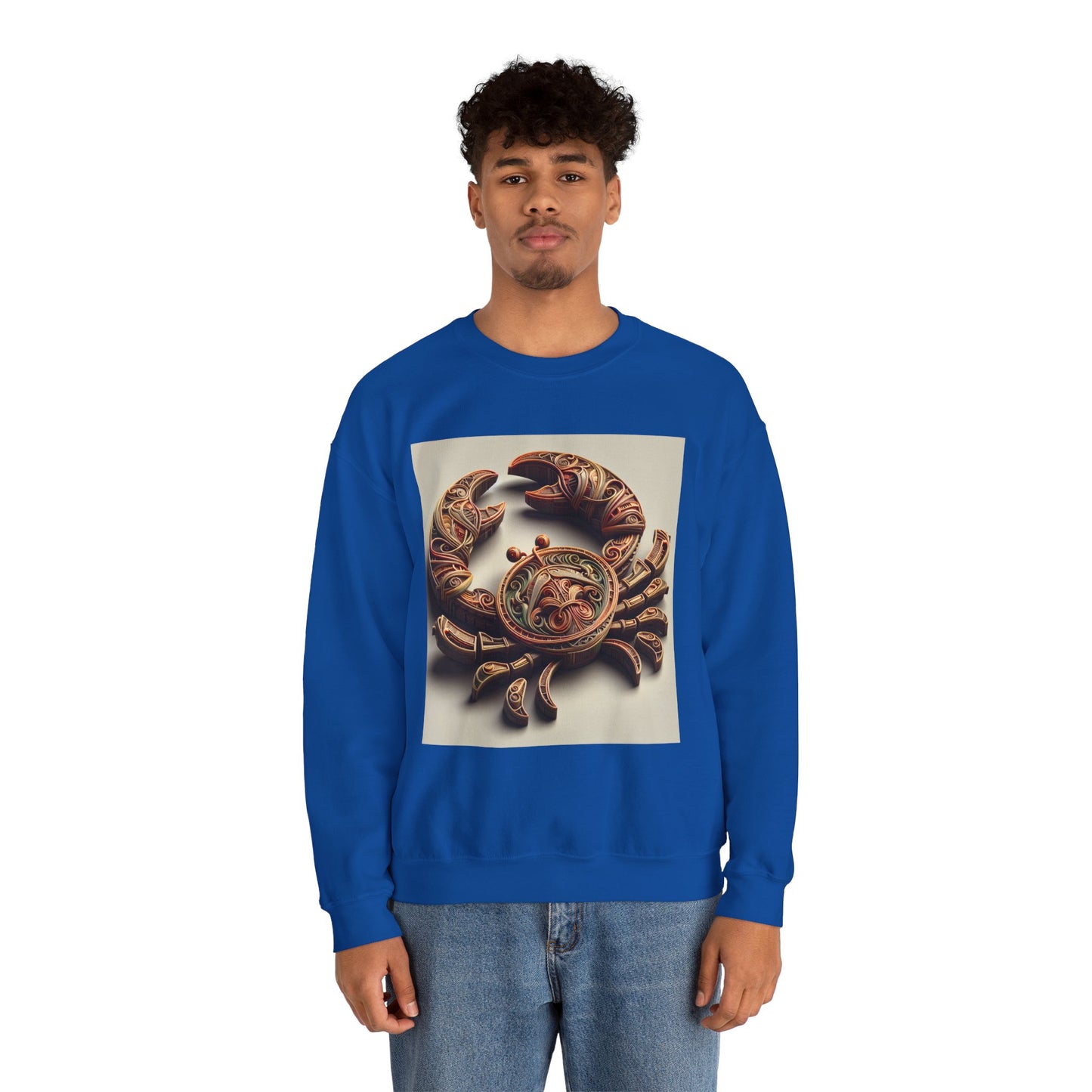 Unisex Heavy Blend™ Crewneck Sweatshirt, Crab Artifact, Cancer Zodiac Design